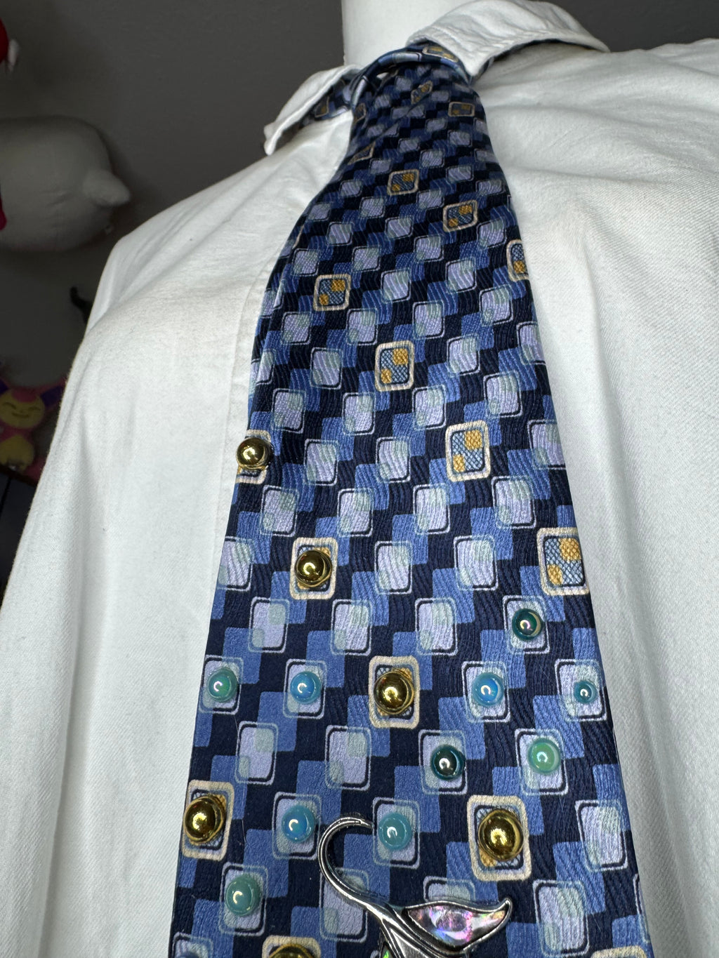 Navy Blue Ocean Floor Tropical Treasure Box Royalty Tie