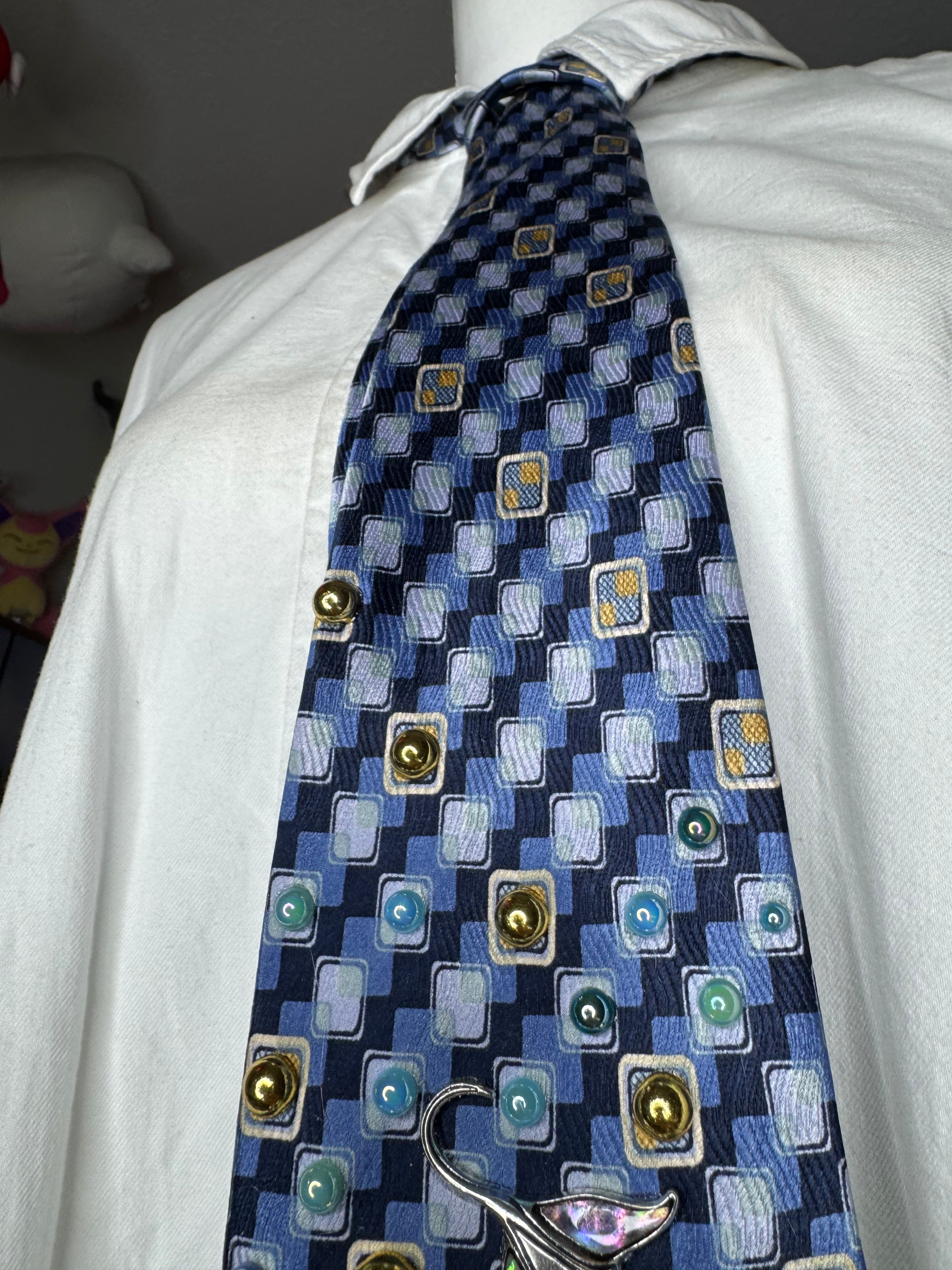 Navy Blue Ocean Floor Tropical Treasure Box Royalty Tie