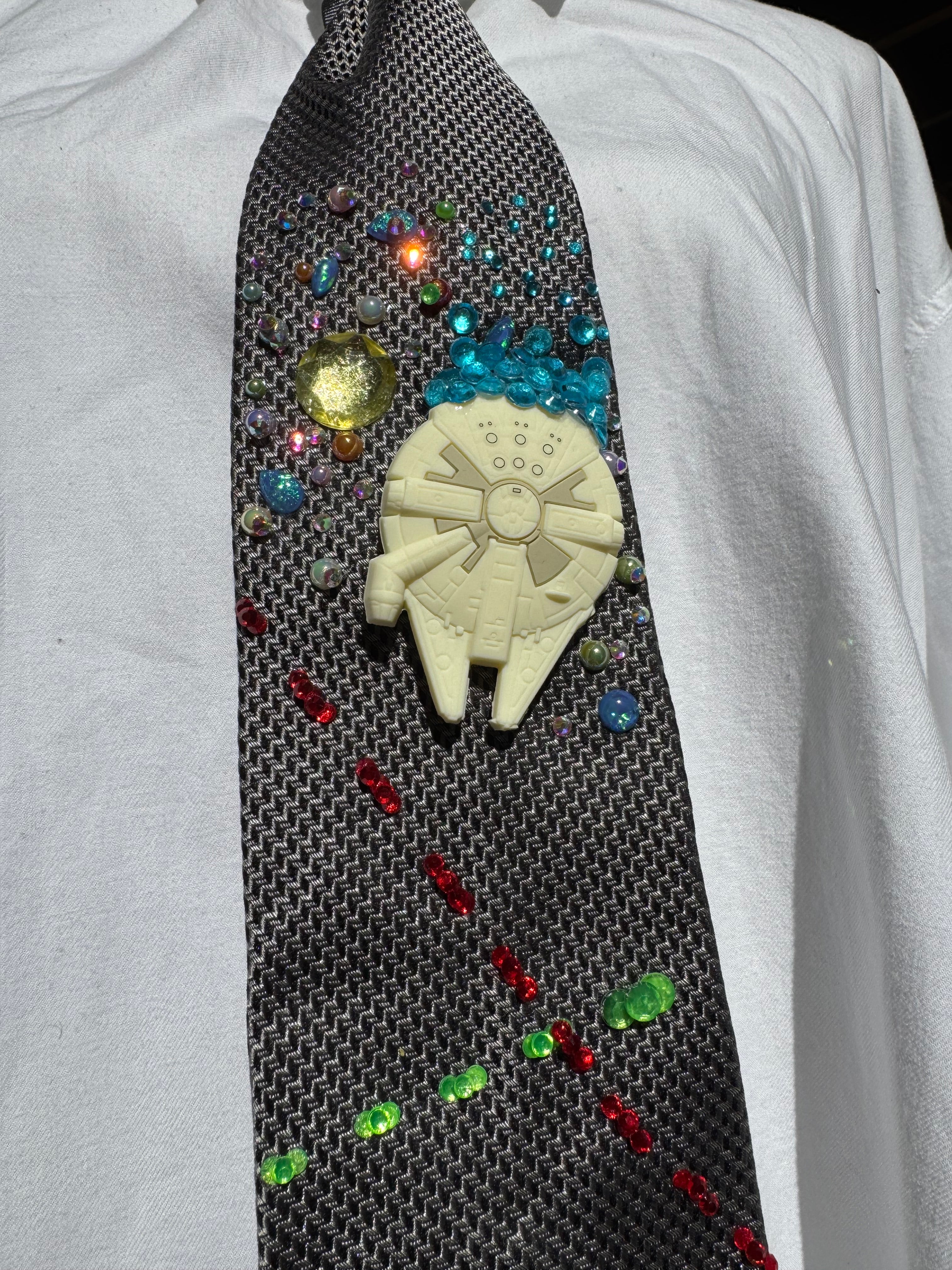Grey and Millennium Falcon Flying Towards IG 88 Droid in Combat Star Wars Tie