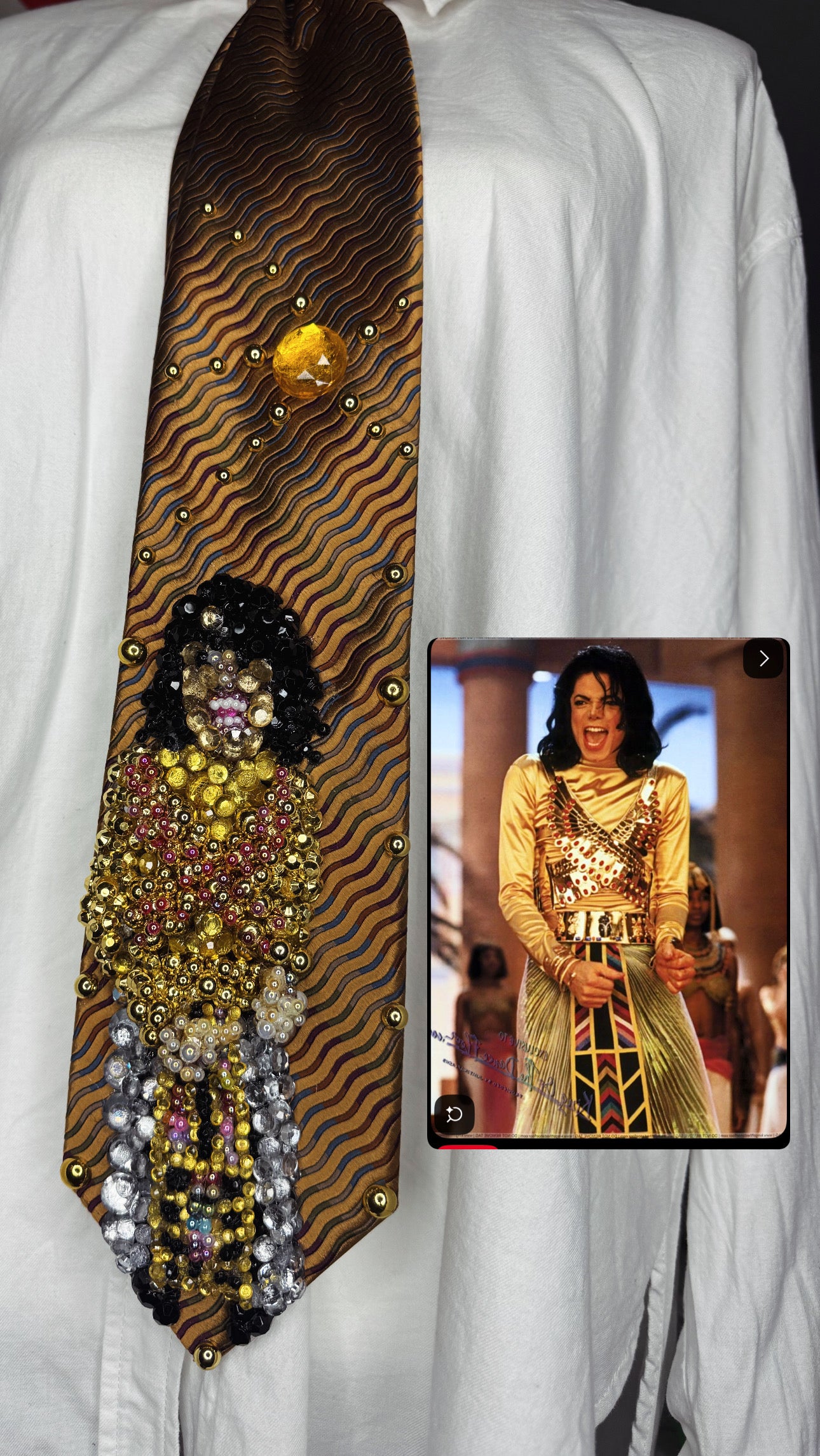 Gold Michael Jackson Singing Remember the Time Tie