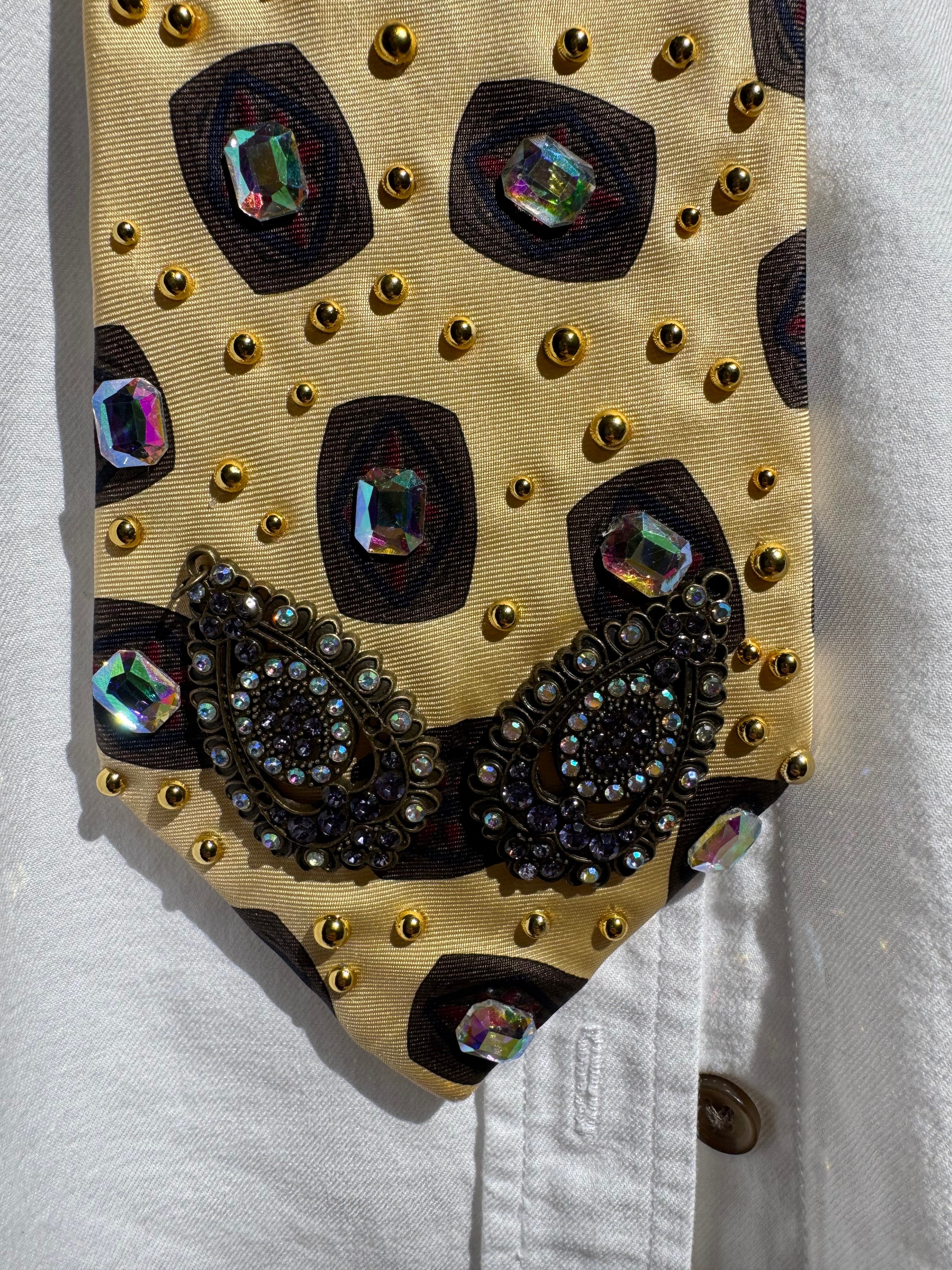 Gold Jewel Eyes Lemur Cat Nature Royalty Tie