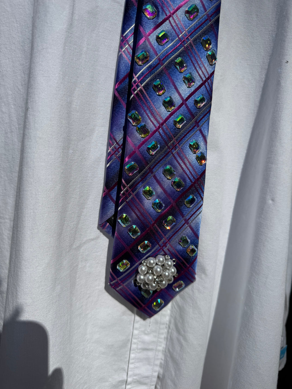 Purple Plaid Iridescent Baguette Royalty Tie