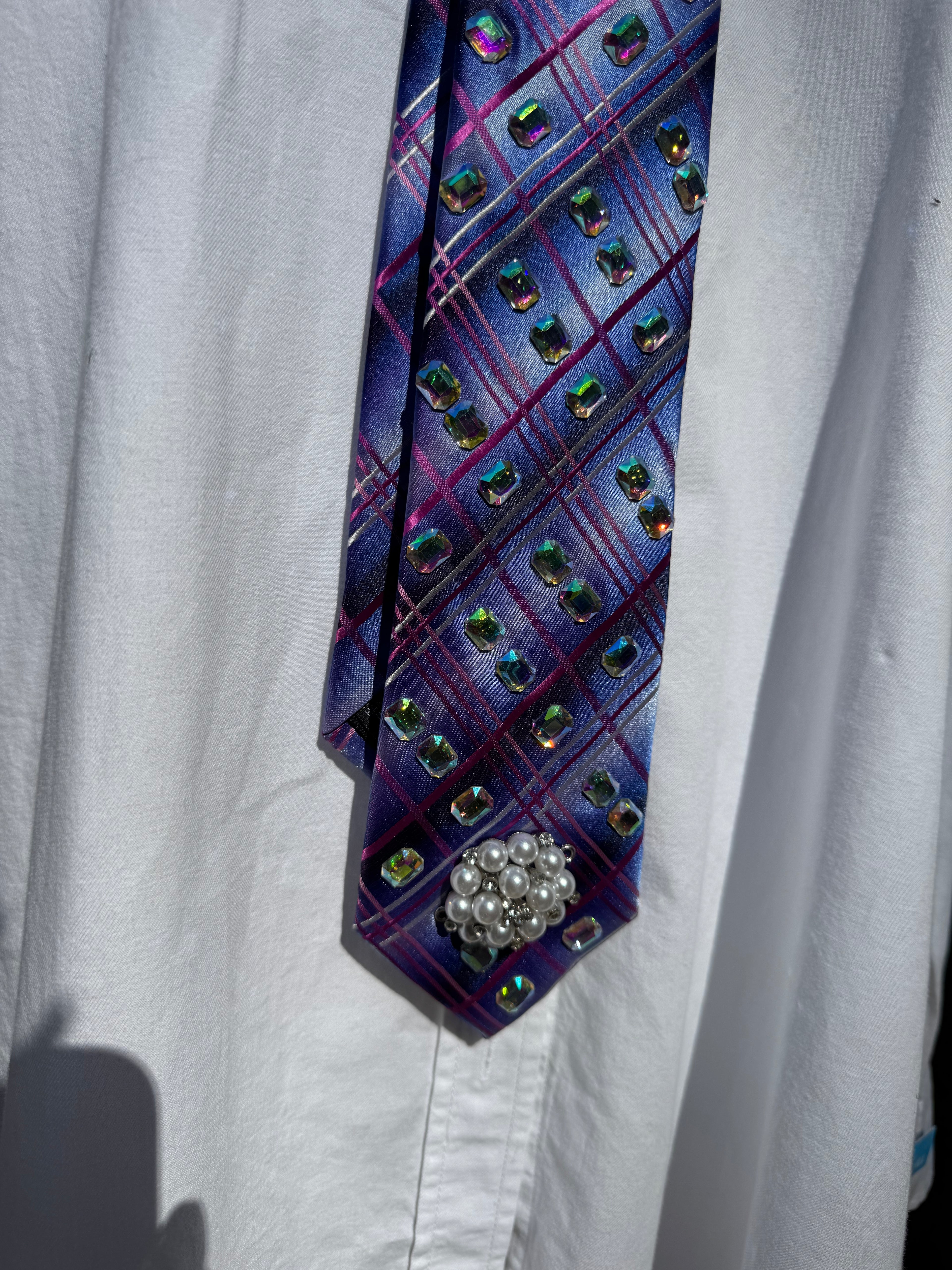 Purple Plaid Iridescent Baguette Royalty Tie