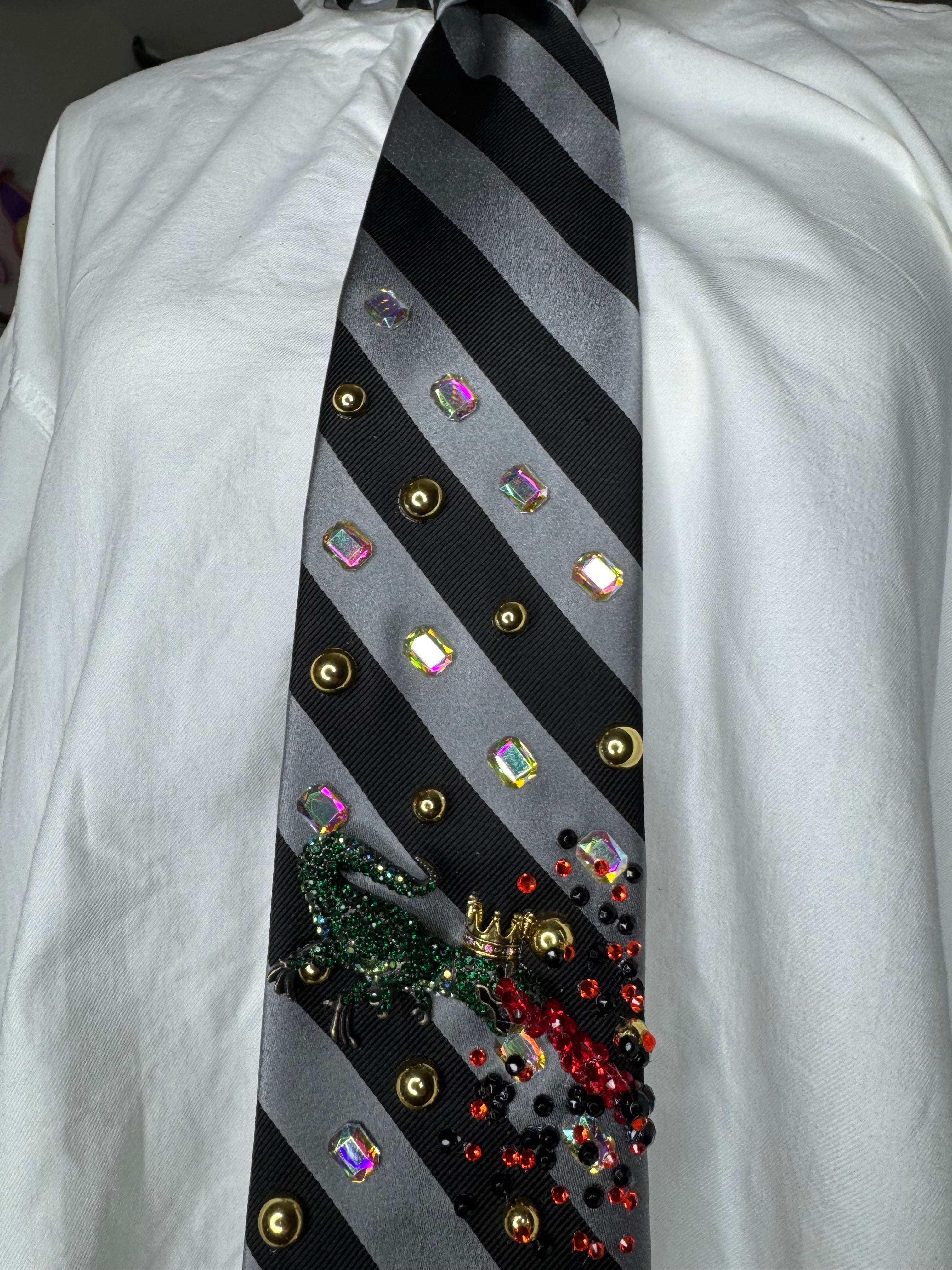 Black and Grey Laser Eye Trex Attacking Tie