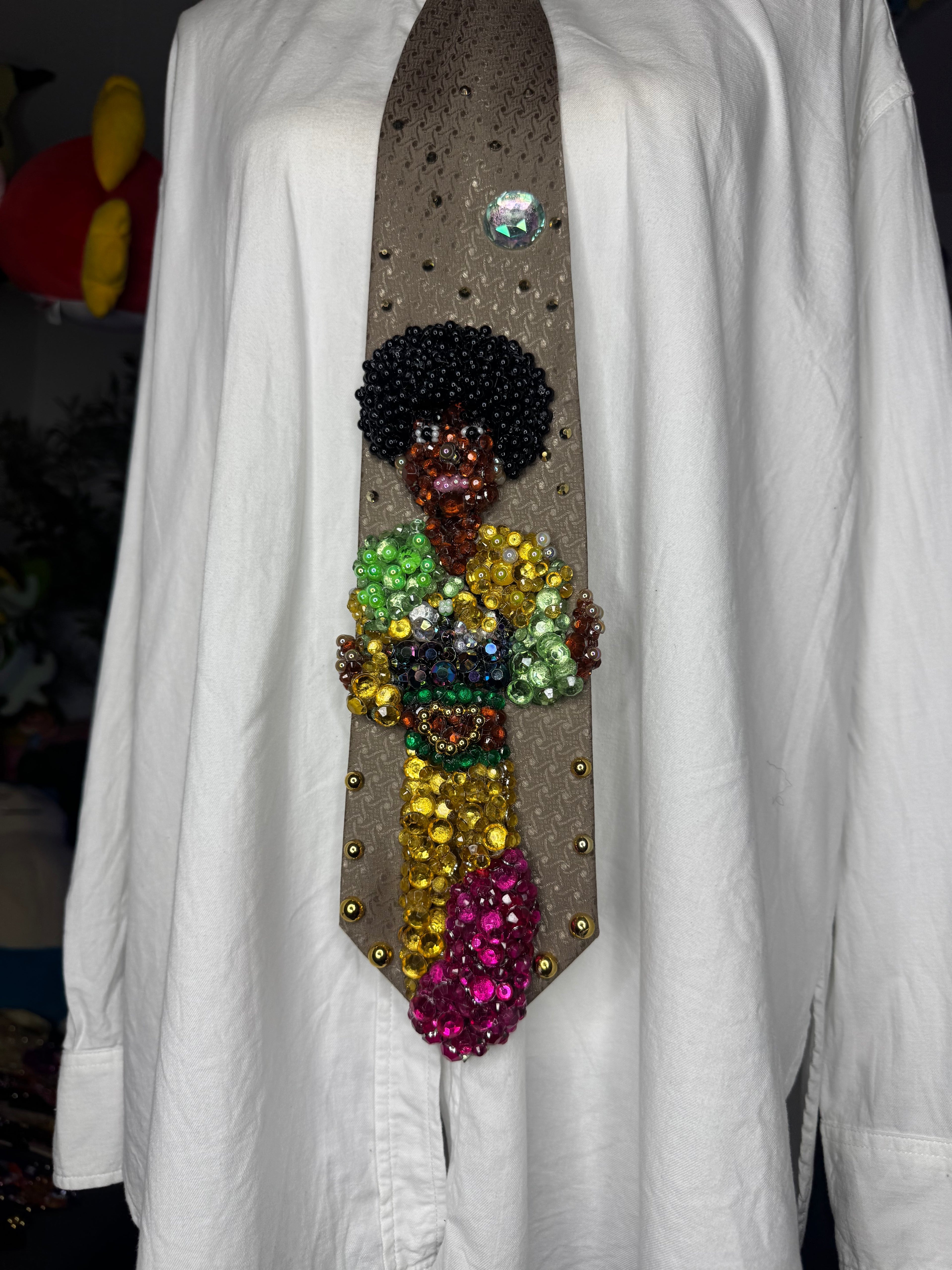 Brown Young Michael Jackson At Doorway Tie Die Outfit 1971 Tie