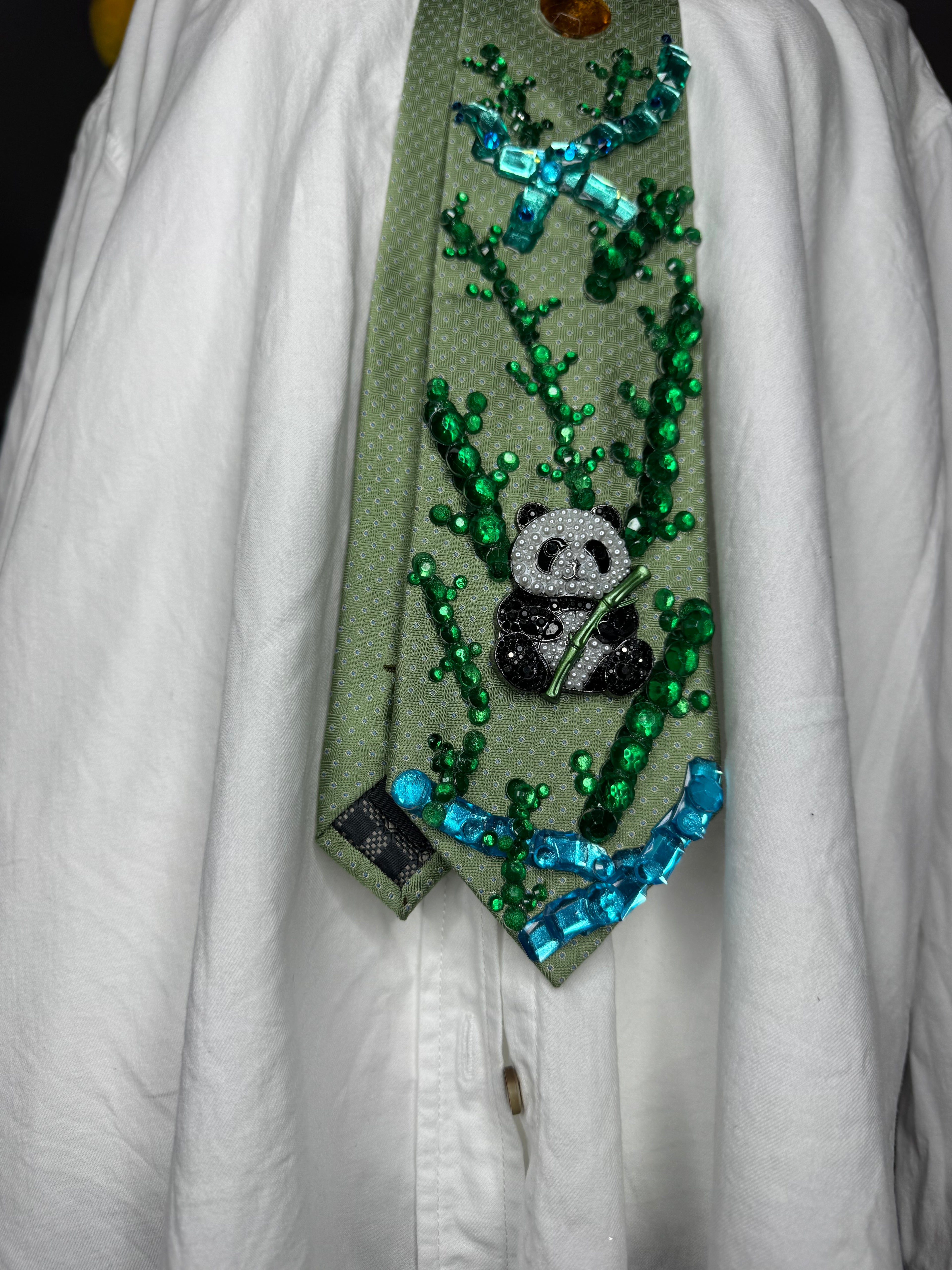 Green Panda In Bamboo Forest Nature Royalty Tie