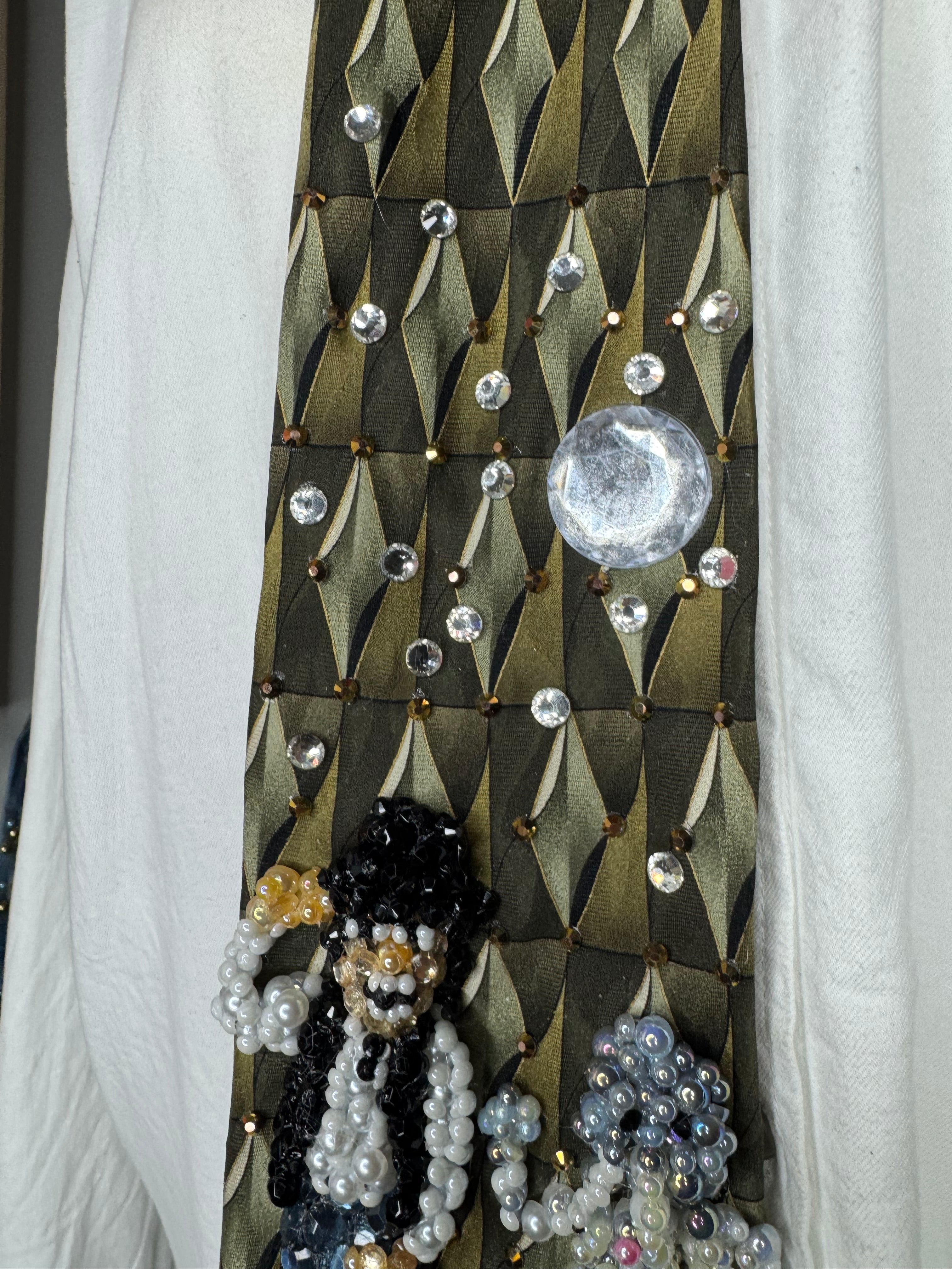 Olive Oil Green Michael Jackson & Skeleton Elephant Dancing Together Scene In Leave Me Alone Music Video Tie