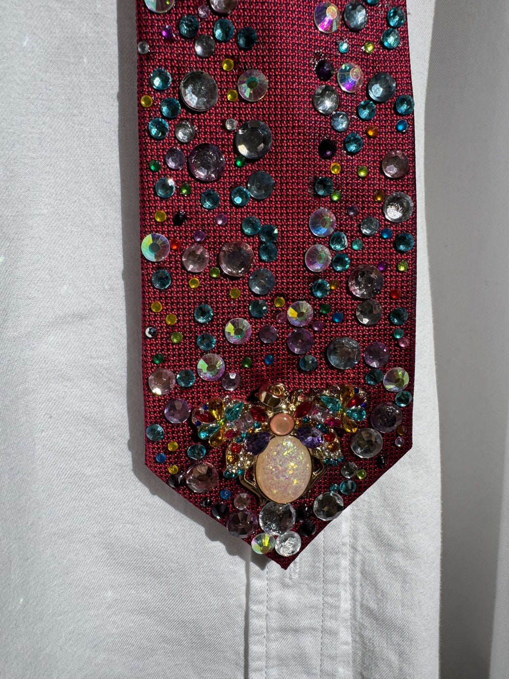Red Pearled Moth Colorful Aura Royalty Nature Tie