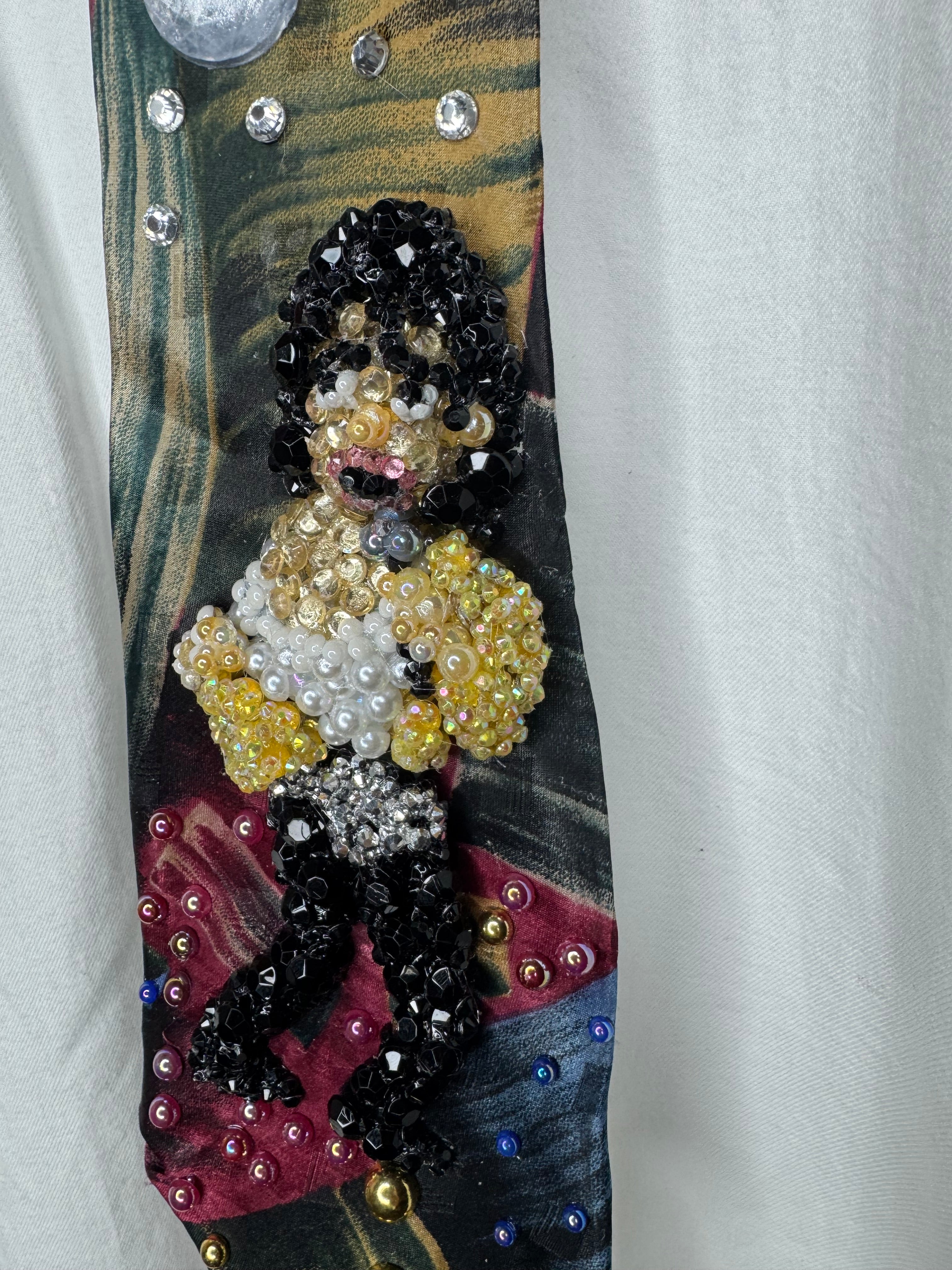 Multicolored Marbled Michael Jackson Throwing Shirt & Jacket Back in Come Together Music Video Tie