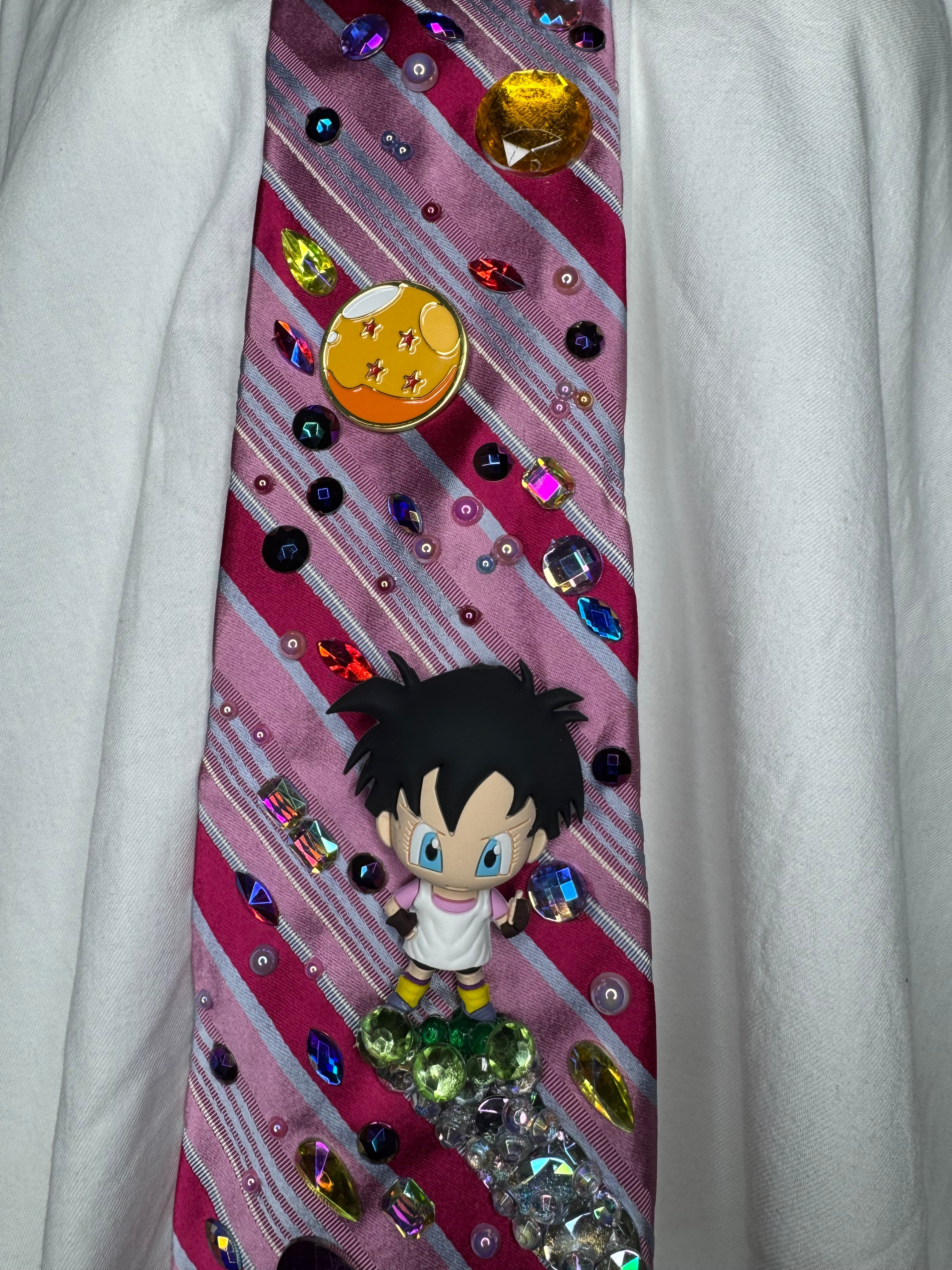 Pink Striped Videl Aura Farming in Jewel Galaxy Dragon Ball Z Tie