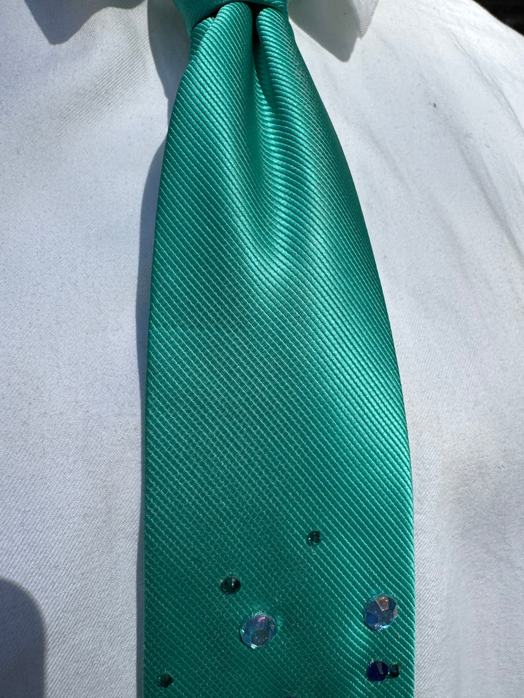 Coral Blue Stitch Swimming In Pond With Rainbow Koi and Ducks Tie
