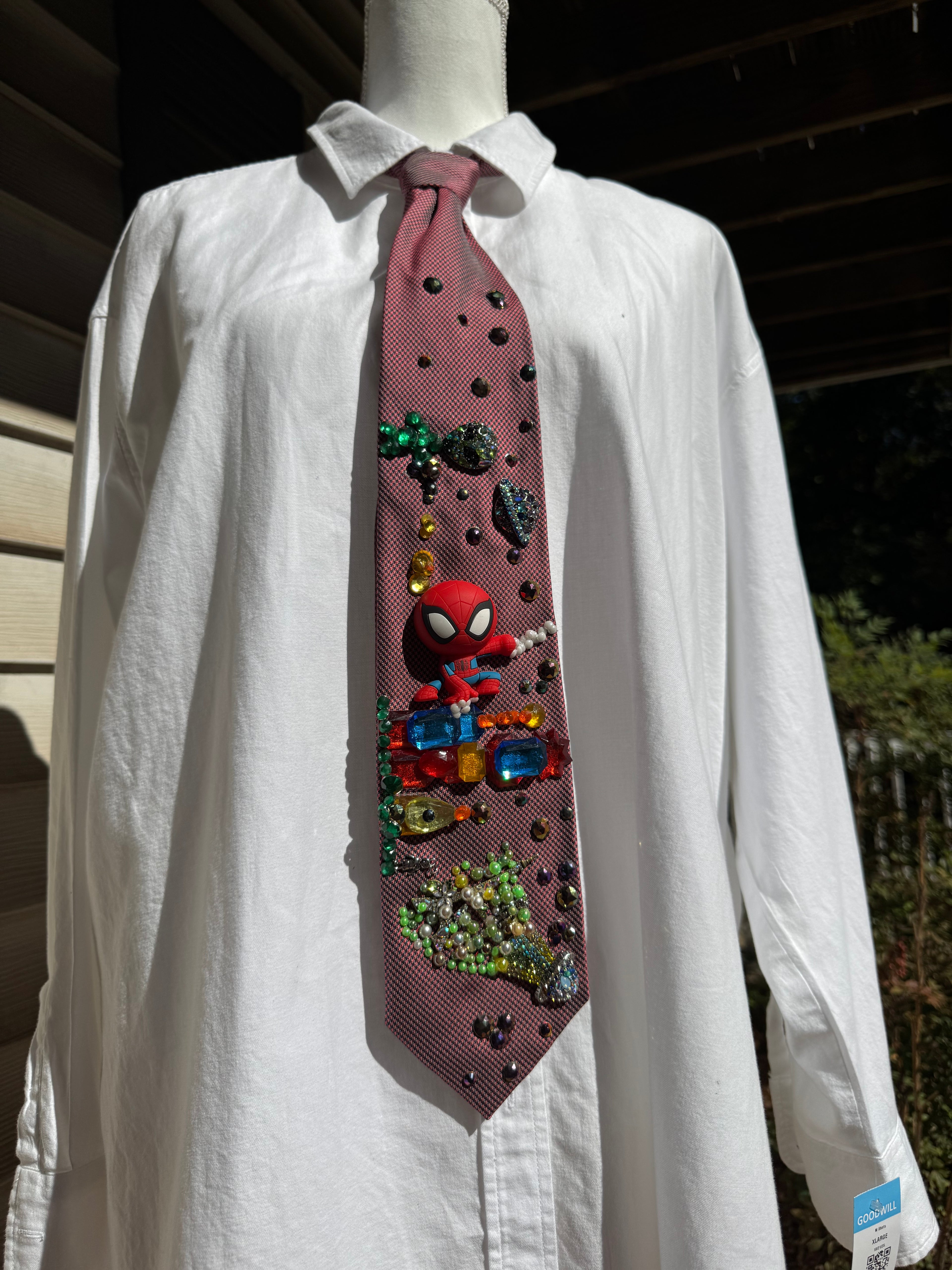 Red Spiderman Saving Paris France From Martian Invasion Spiderman Tie