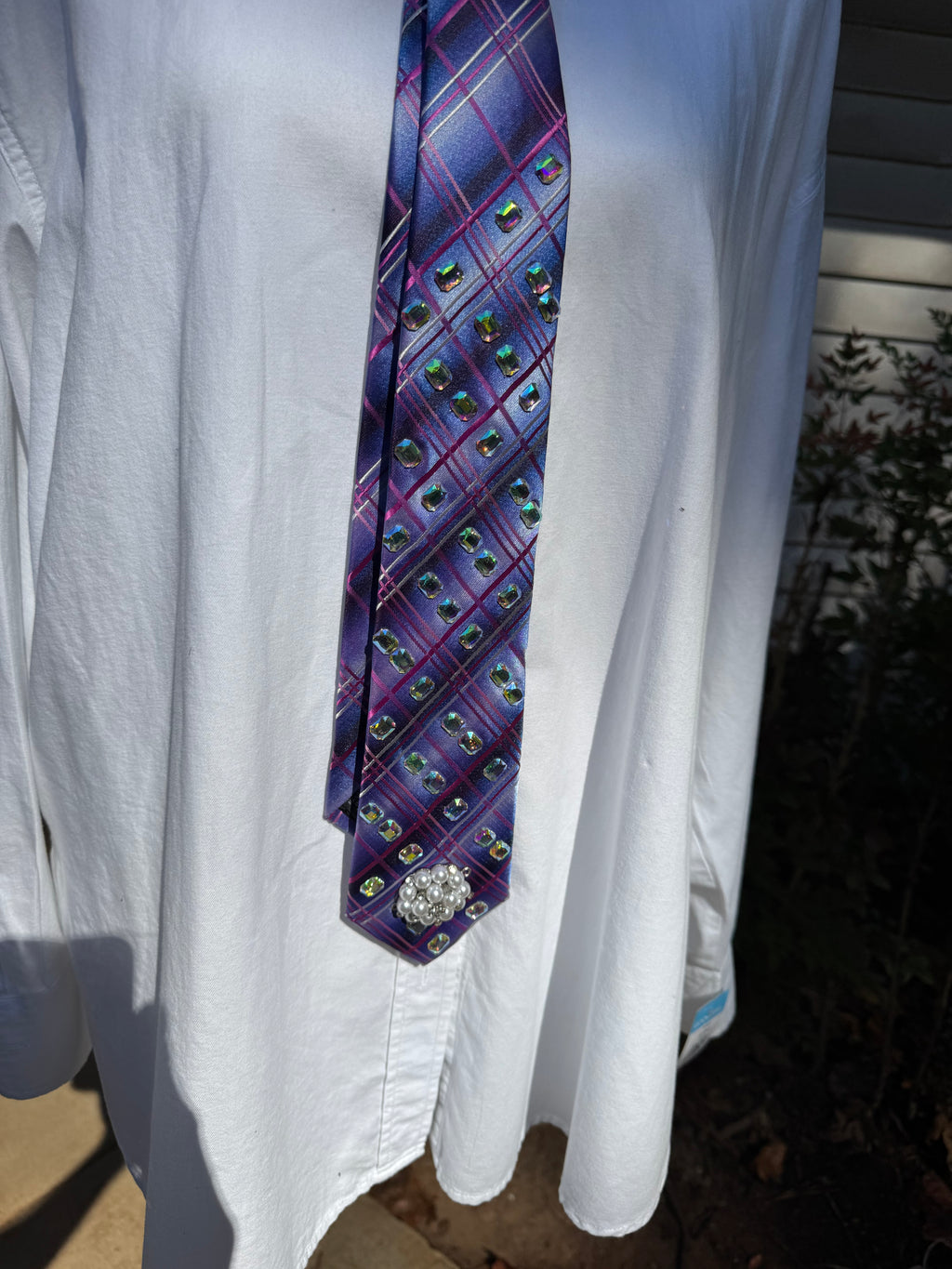 Purple Plaid Iridescent Baguette Royalty Tie