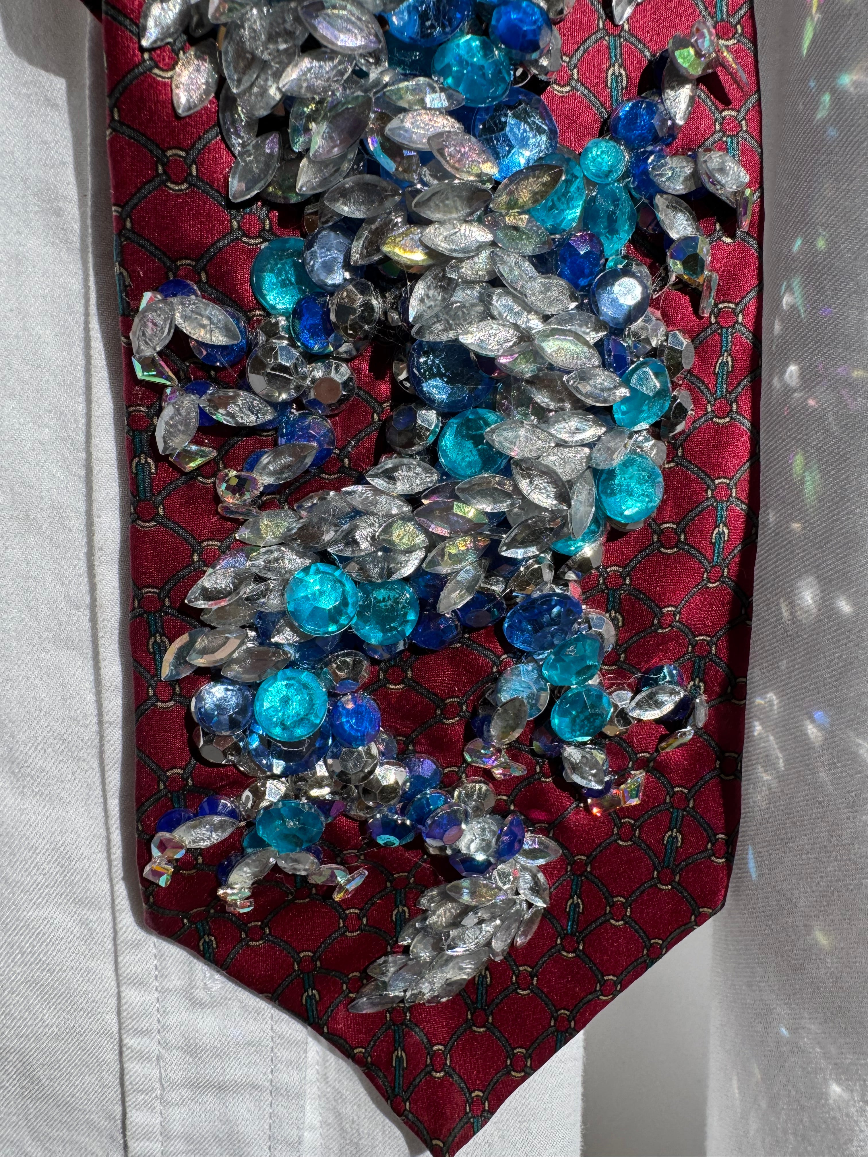 Red Silk Legendary Icy Samurai Dragon Royalty Tie