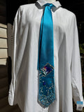 Sky Blue Silk Fiji Water Spilling Exotic Tie