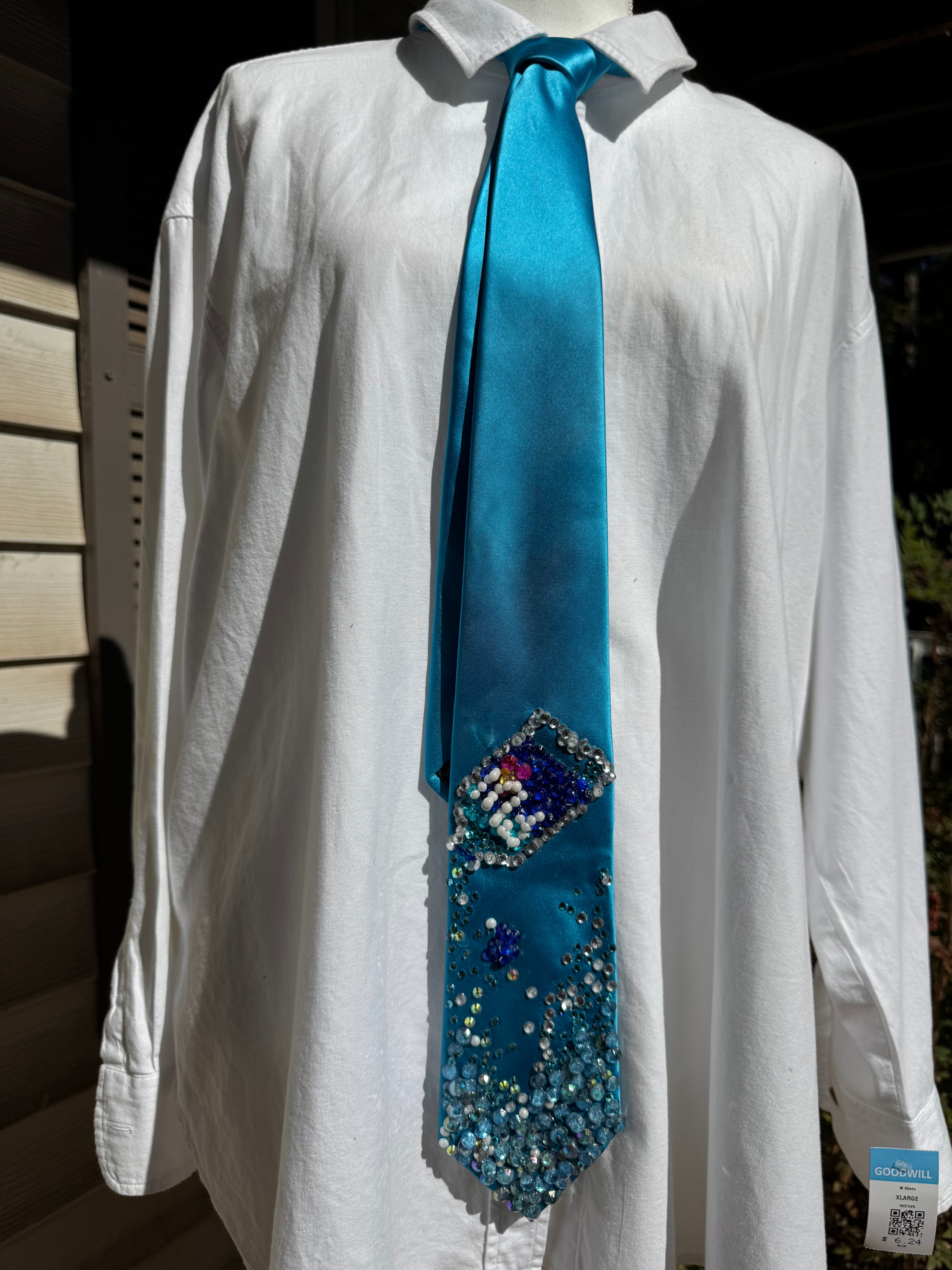 Sky Blue Silk Fiji Water Spilling Exotic Tie