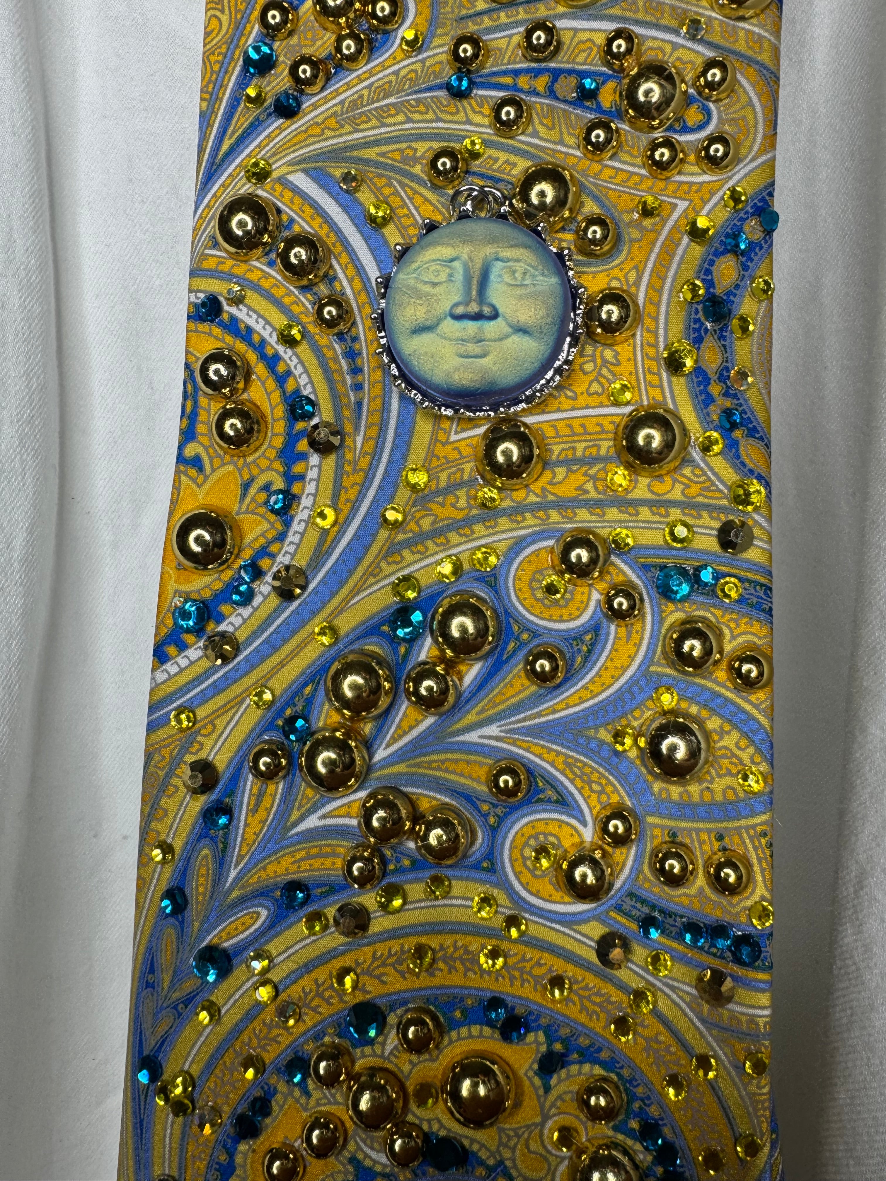 Yellow and Blue Paisley Neon Sun Royalty Tie
