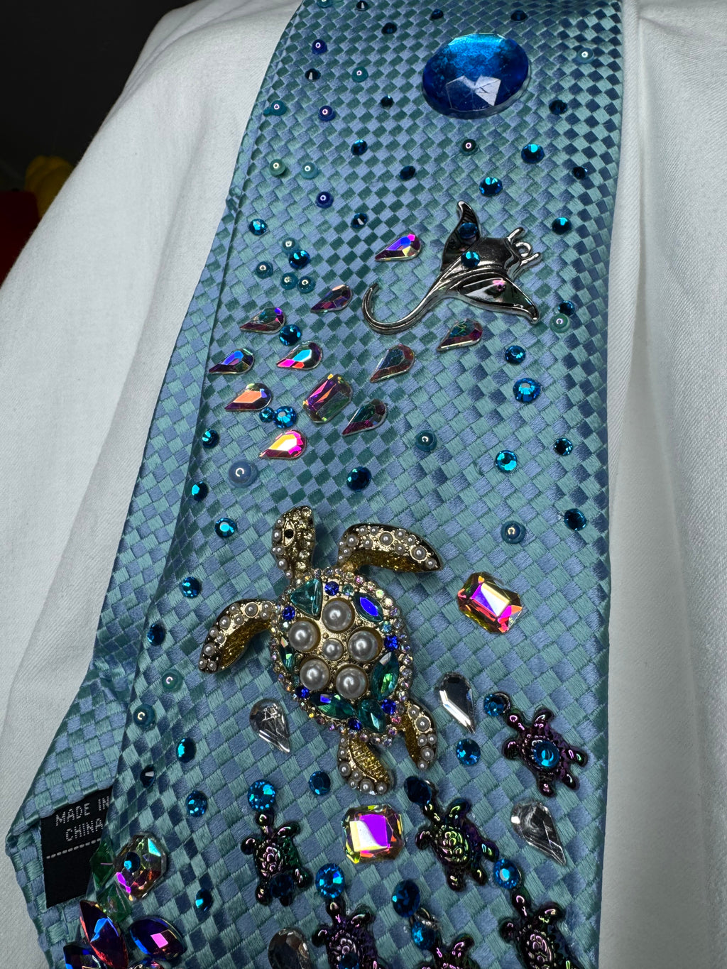 Light Blue Anchored Ocean Floor Aqautic Royalty Tie