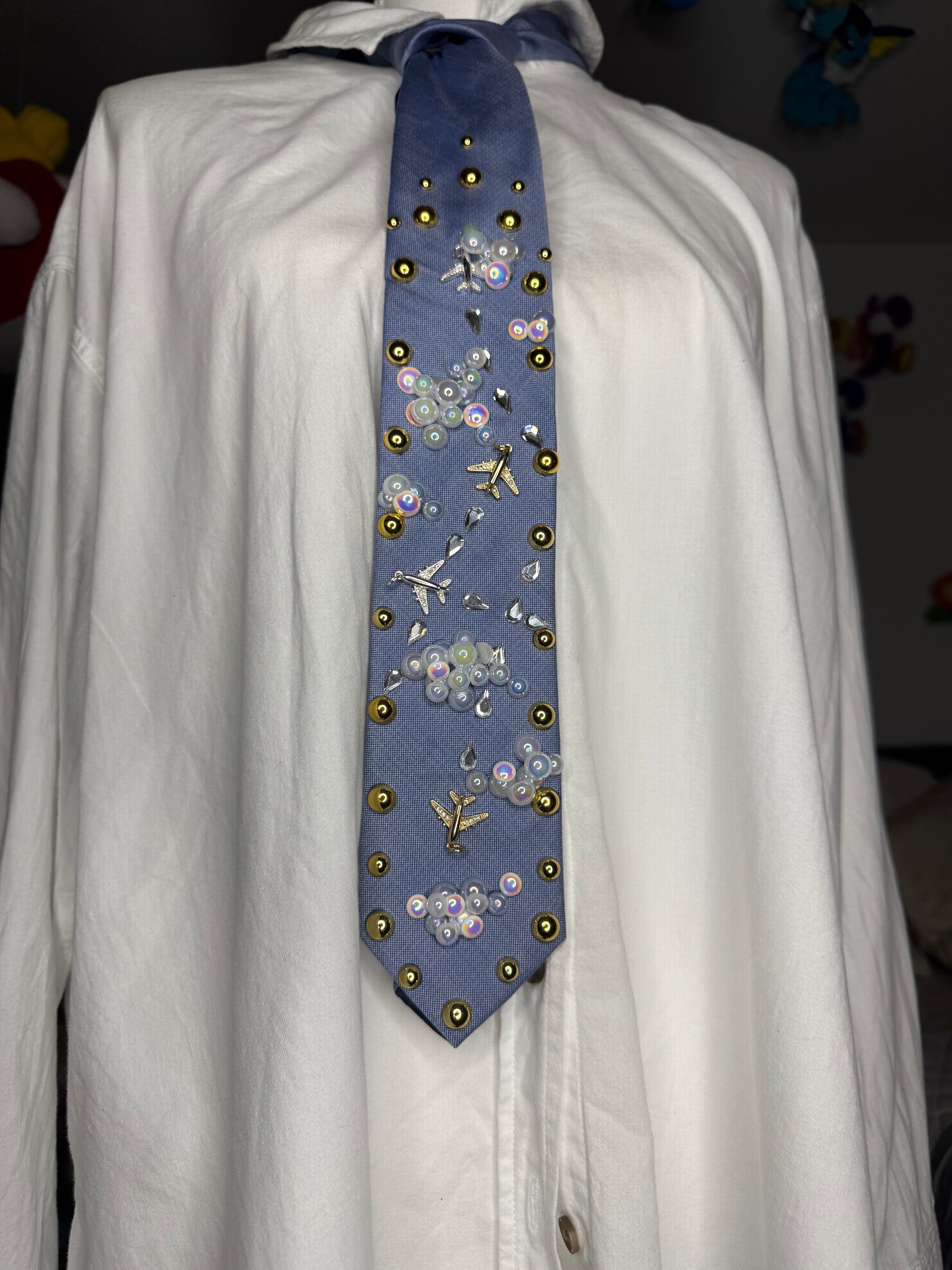 Blue Clouds and Airplanes Pilot Royalty Tie