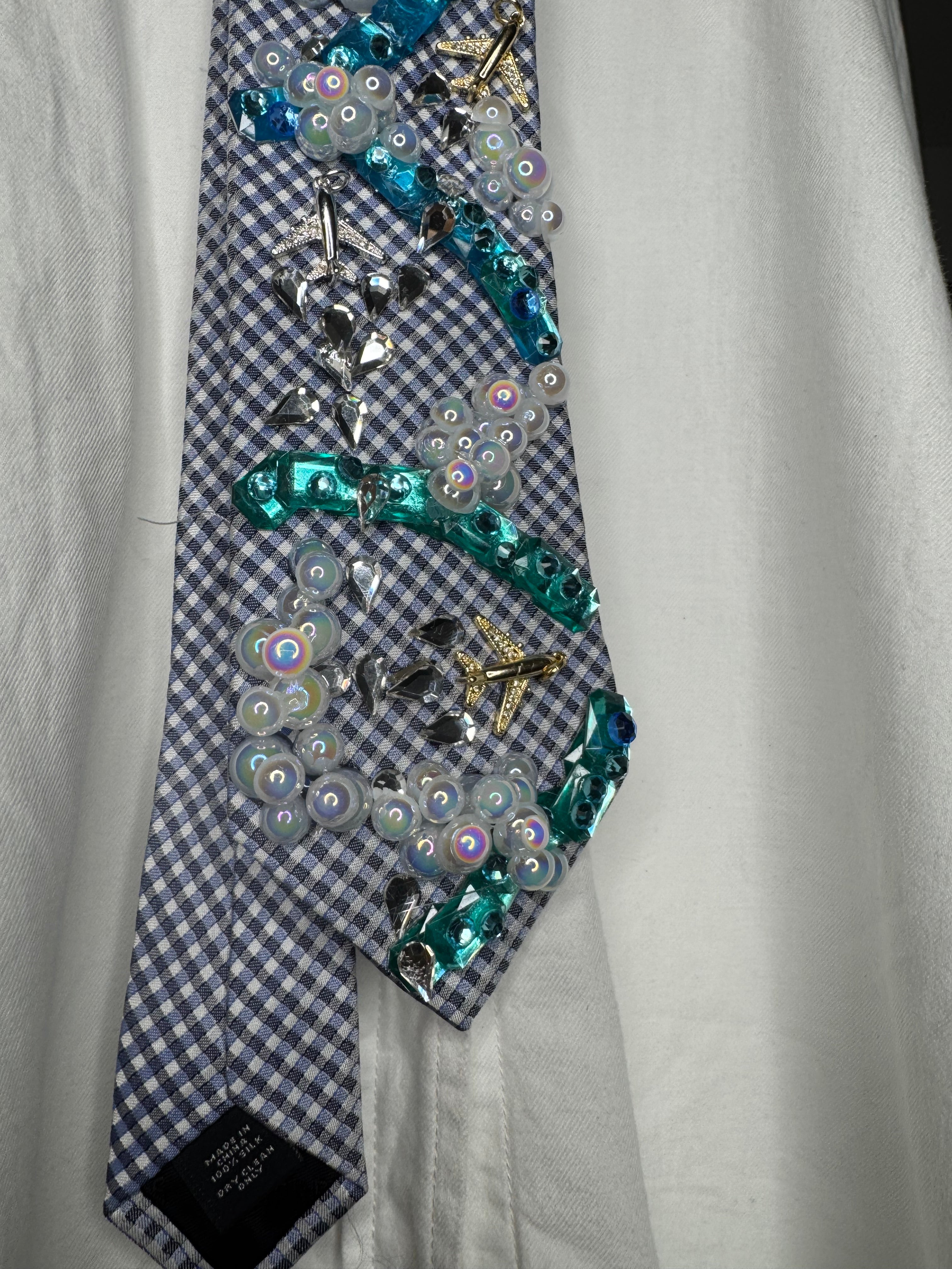 Light Blue Clouds and Airplanes Over Rivers Pilot Tie