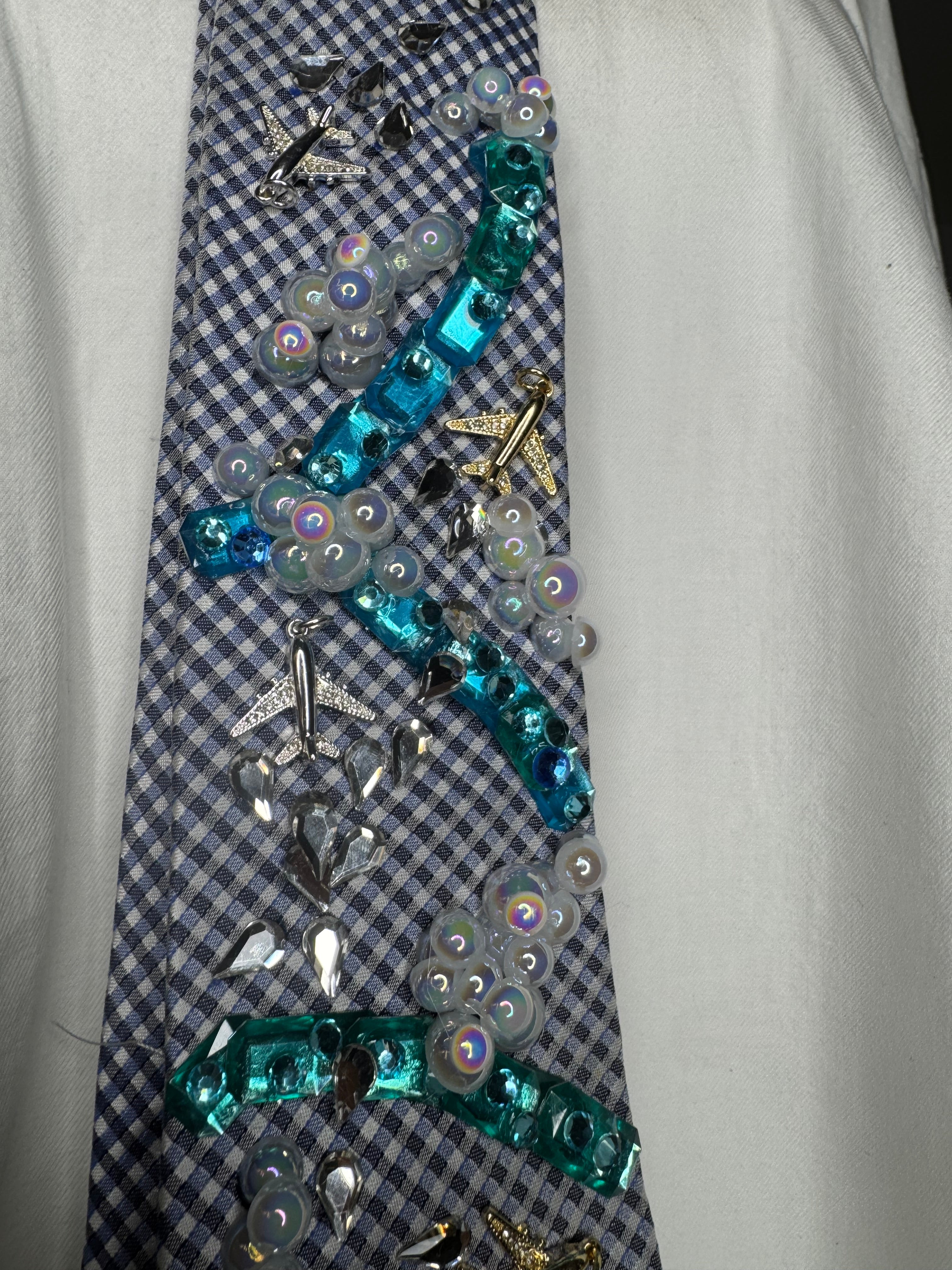 Light Blue Clouds and Airplanes Over Rivers Pilot Tie