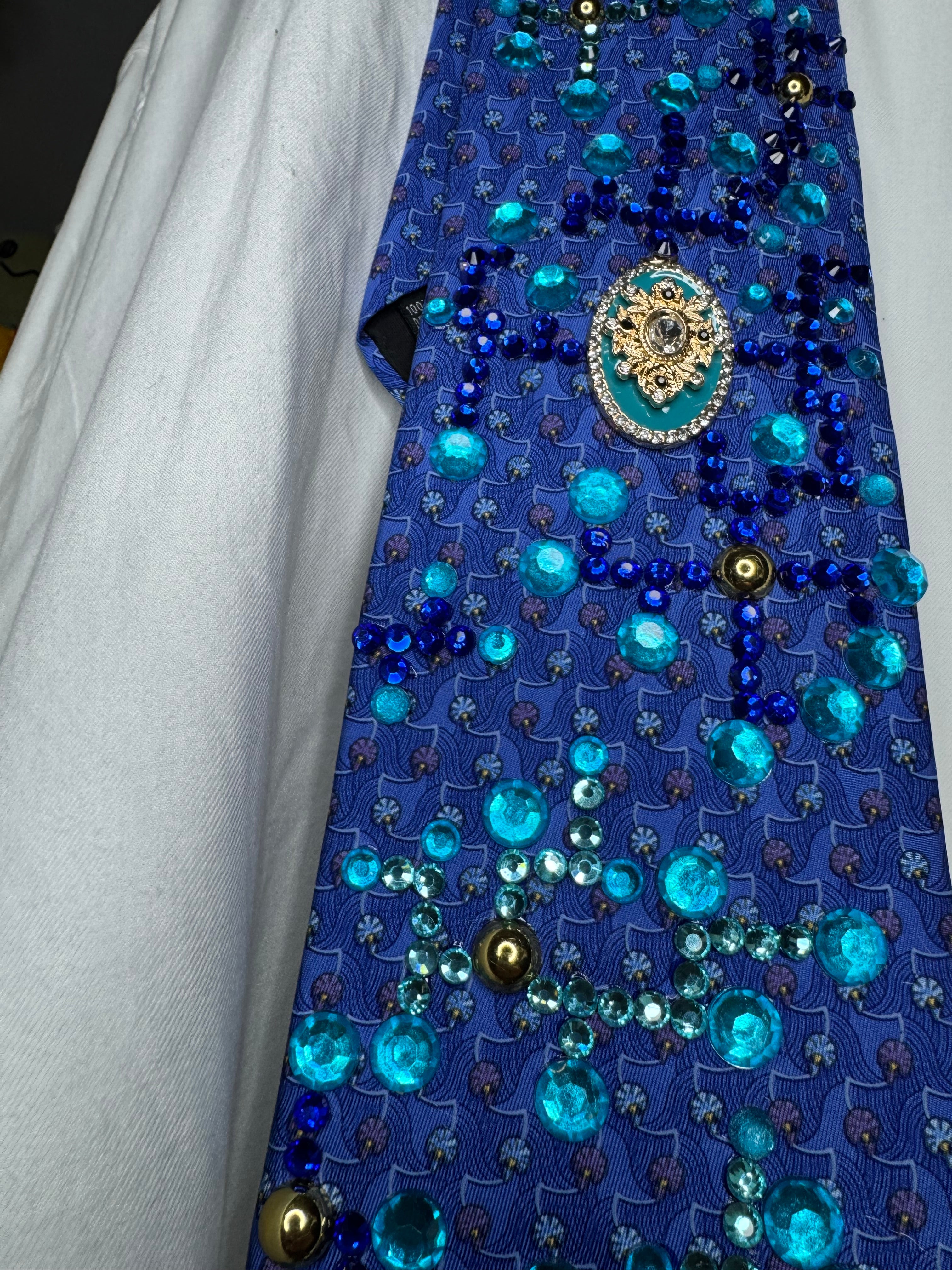 Deep Blue Aqua Droplets Tropical Treasure Box Royalty Tie