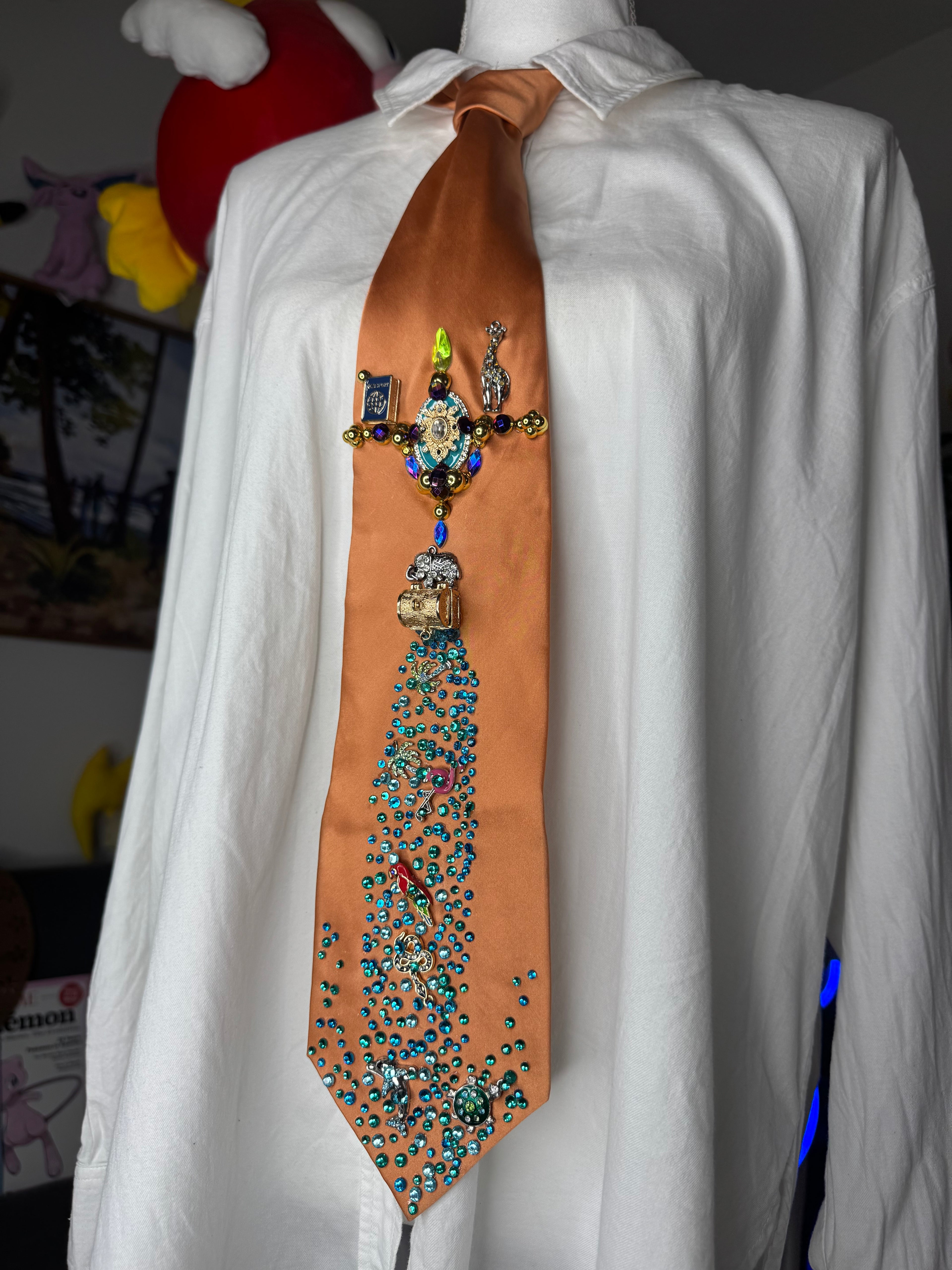 Orange Tropical Treasure Box Spilling Ocean High Class Royalty Tie