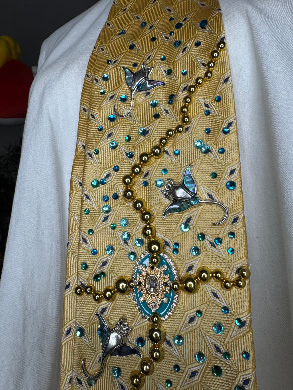 Yellow Tropical Treasure Box Of Stingrays Royalty Tie
