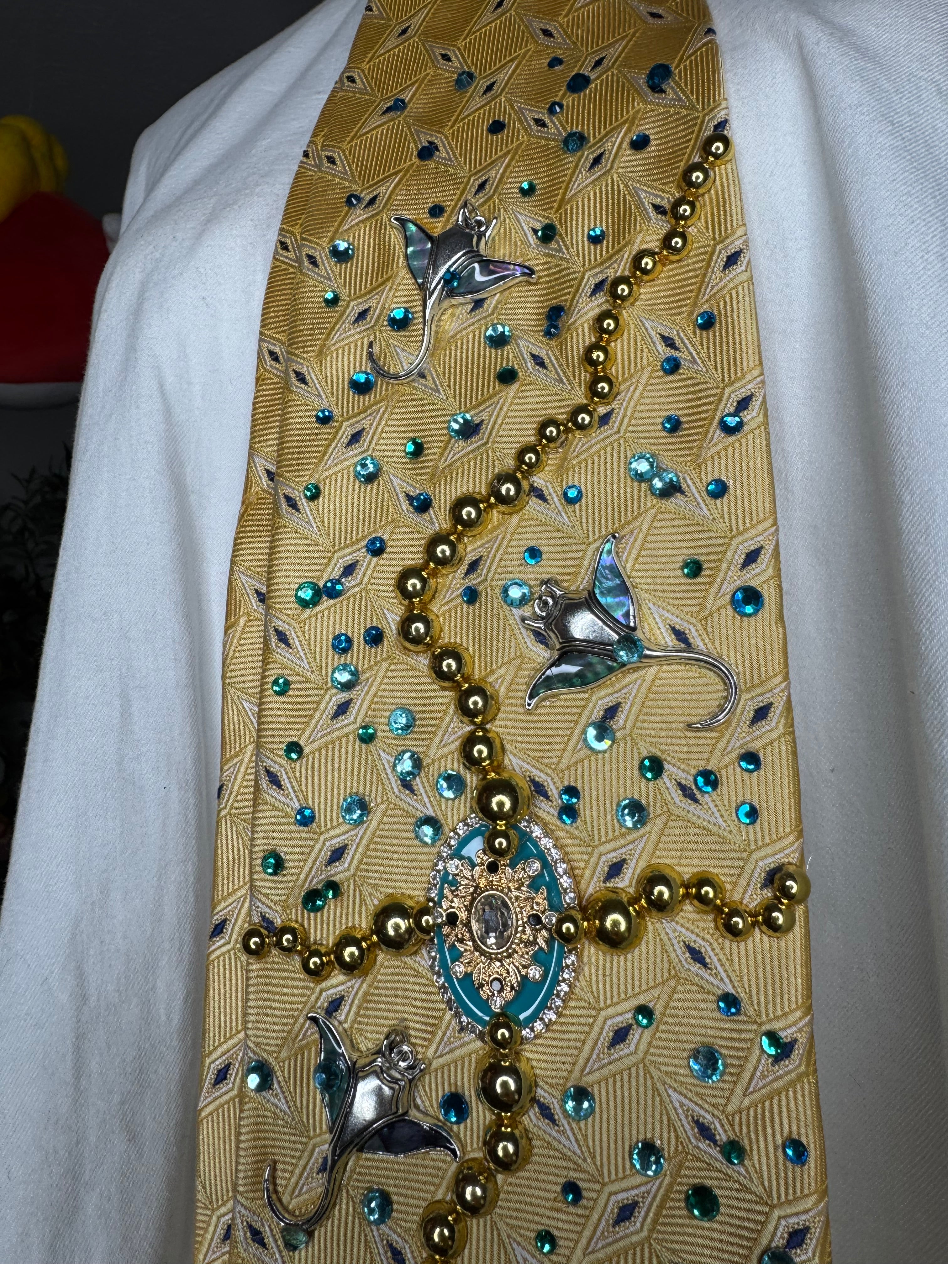 Yellow Tropical Treasure Box Of Stingrays Royalty Tie