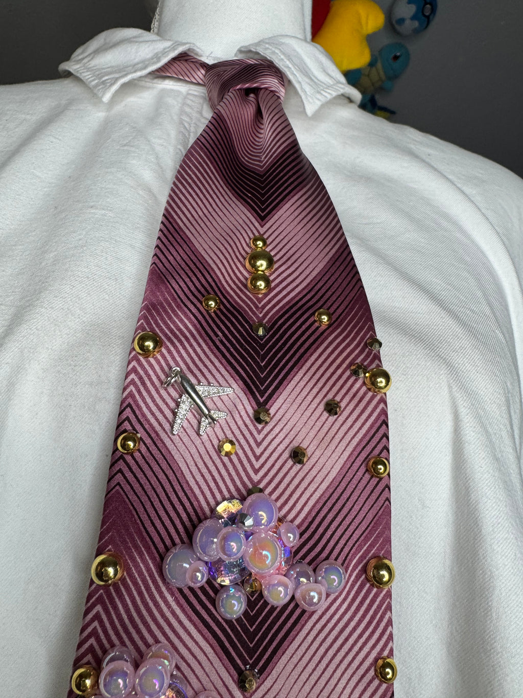 Hot Pink Fast Forward Clouds and Airplanes Pilot Royalty Tie