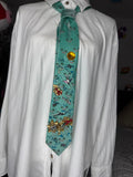Light Blue Tropical Ocean Floor Palm Trees Vacation Tie