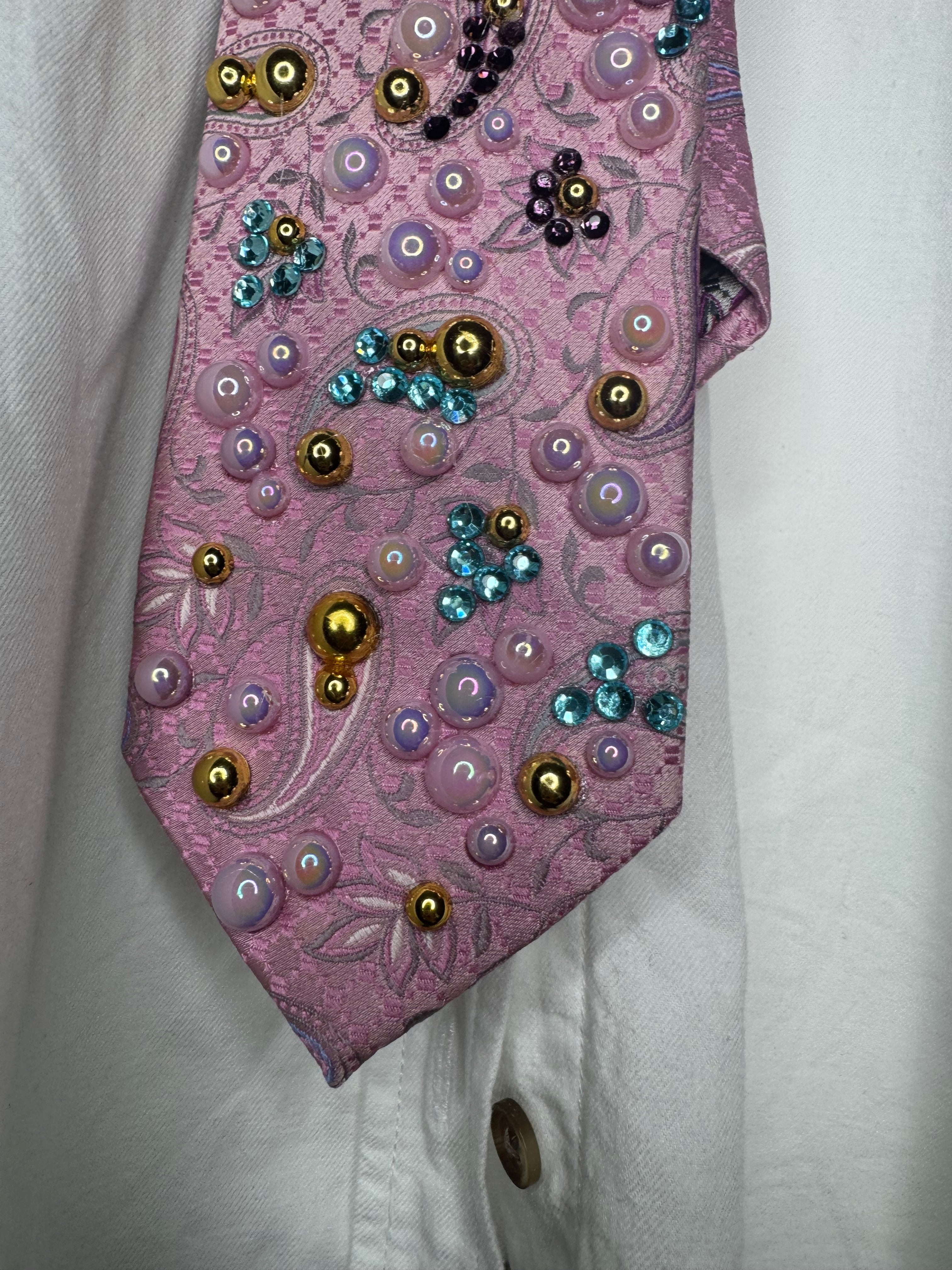 Pink Paisley Neon Sun Royalty Tie