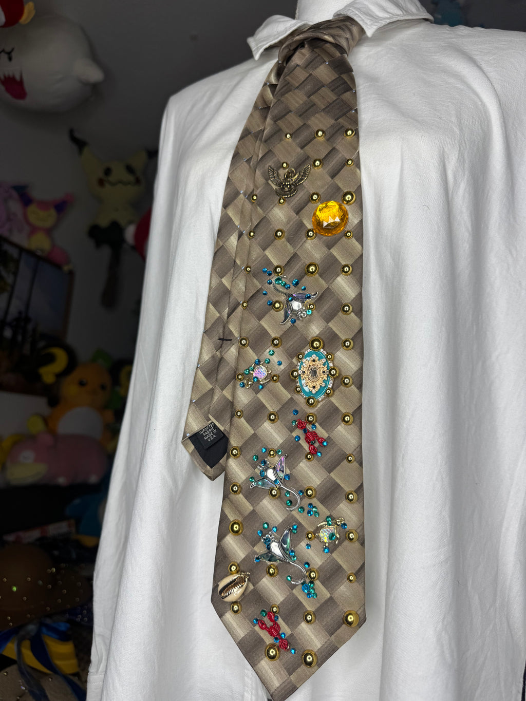 Beige Tropical Treasure Box Tie