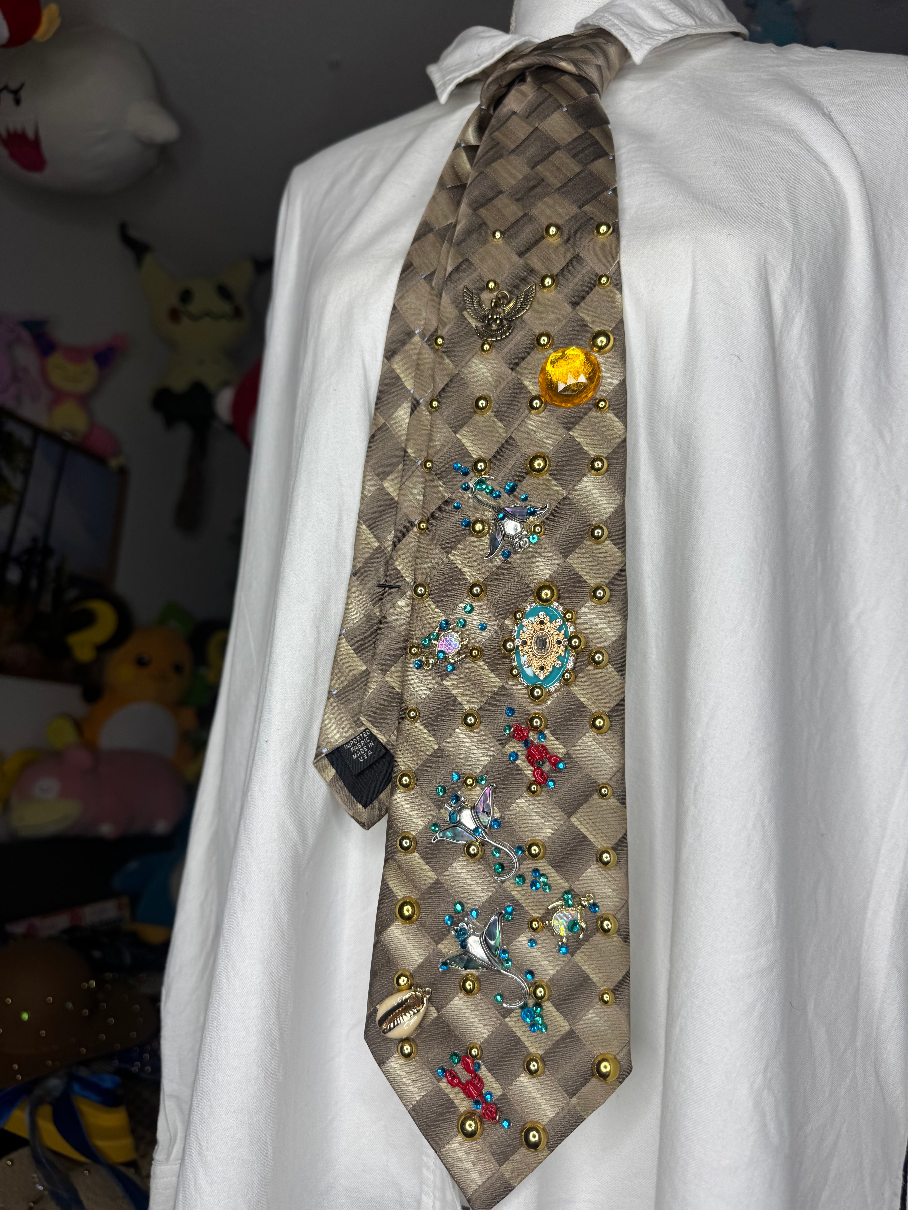 Beige Tropical Treasure Box Tie