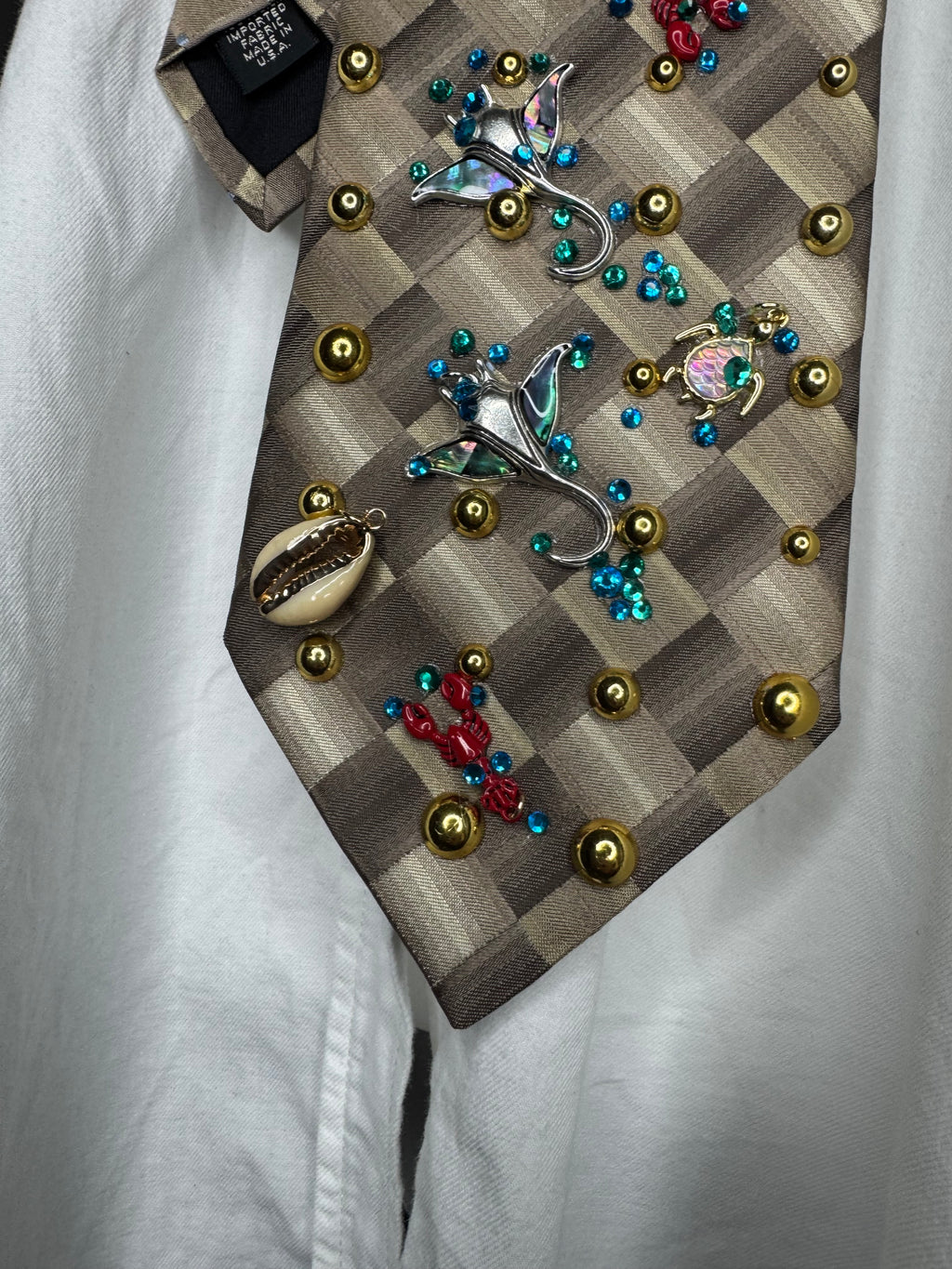 Beige Tropical Treasure Box Tie