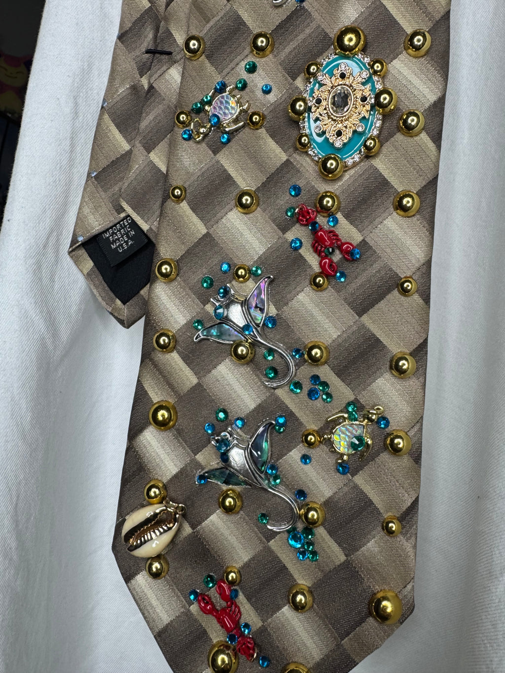 Beige Tropical Treasure Box Tie