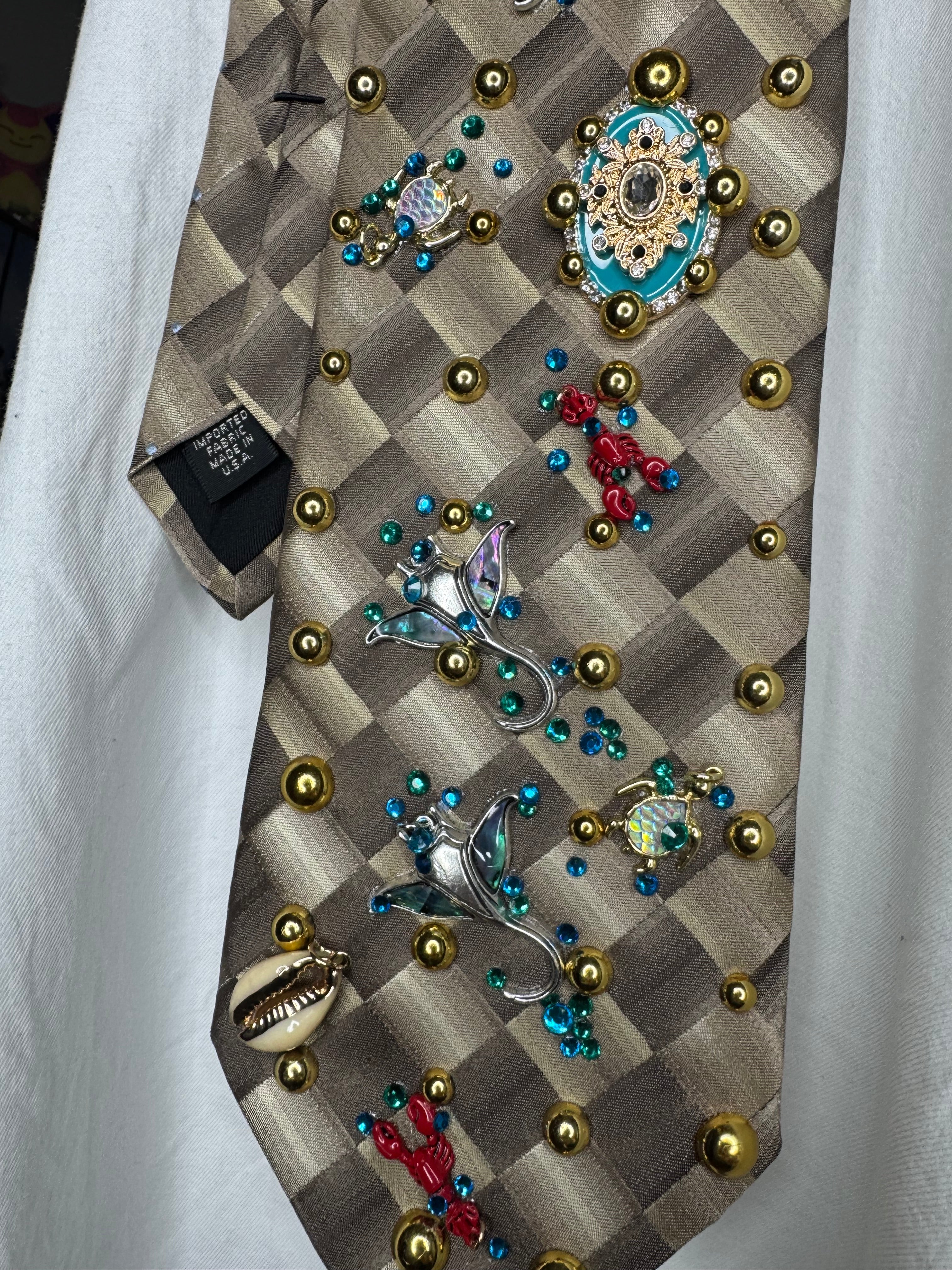 Beige Tropical Treasure Box Tie