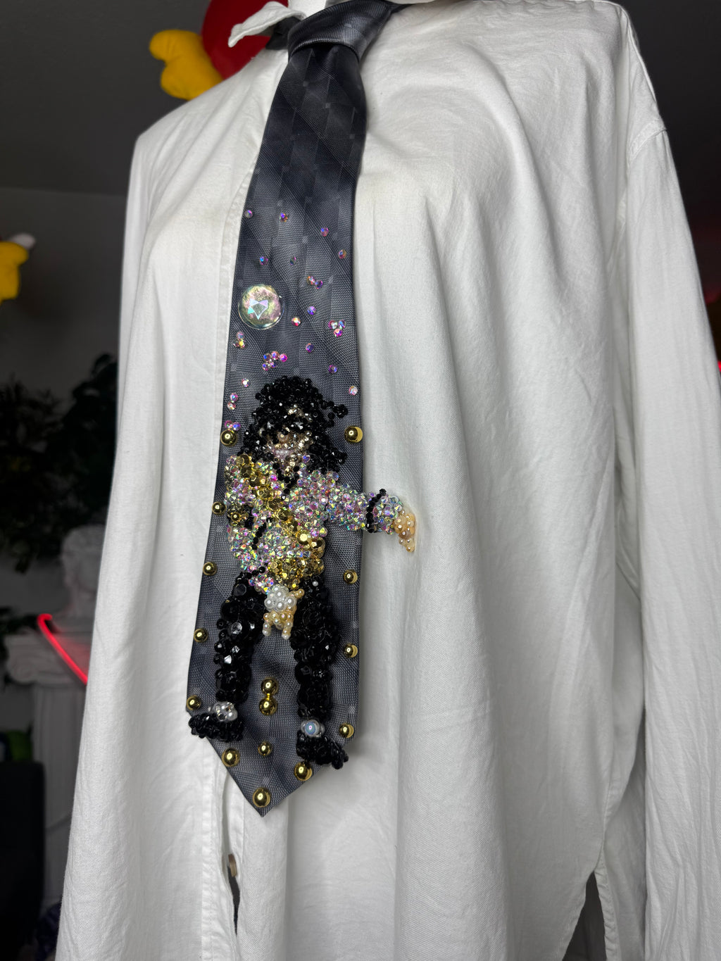 Grey Michael Jackson Iridescent Jacket Hitting Crotch Move On Dangerous World Tour 1993 Tie