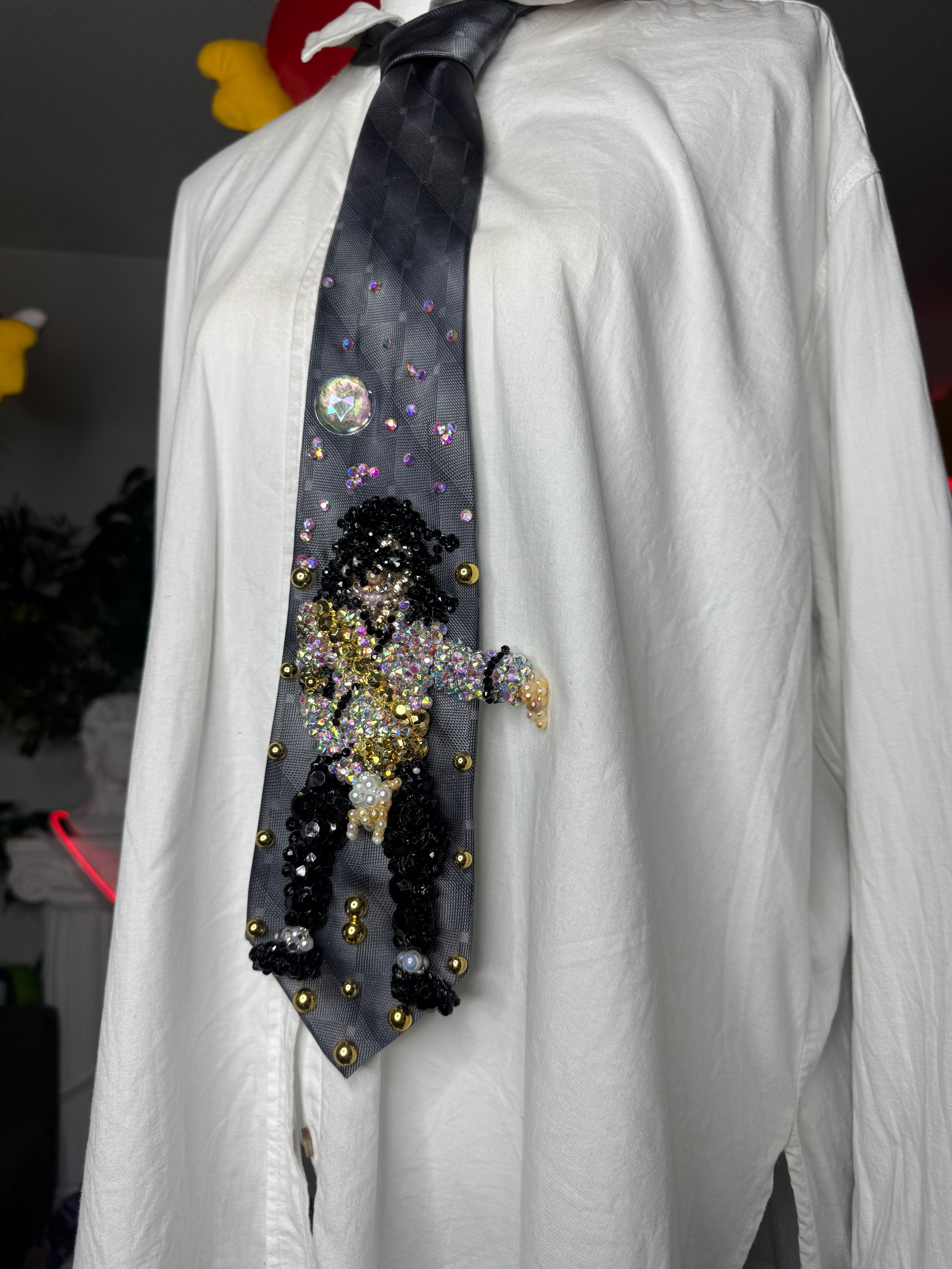 Grey Michael Jackson Iridescent Jacket Hitting Crotch Move On Dangerous World Tour 1993 Tie