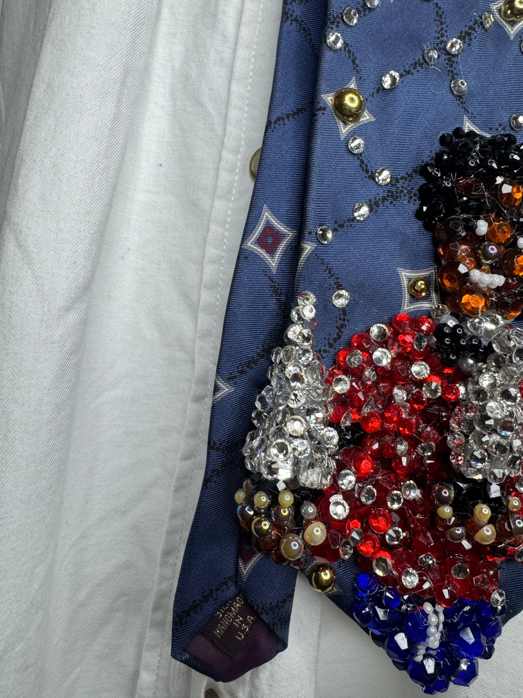 Navy Blue Michael Jackson Holding AMA Trophies 1981 OTW Era Tie