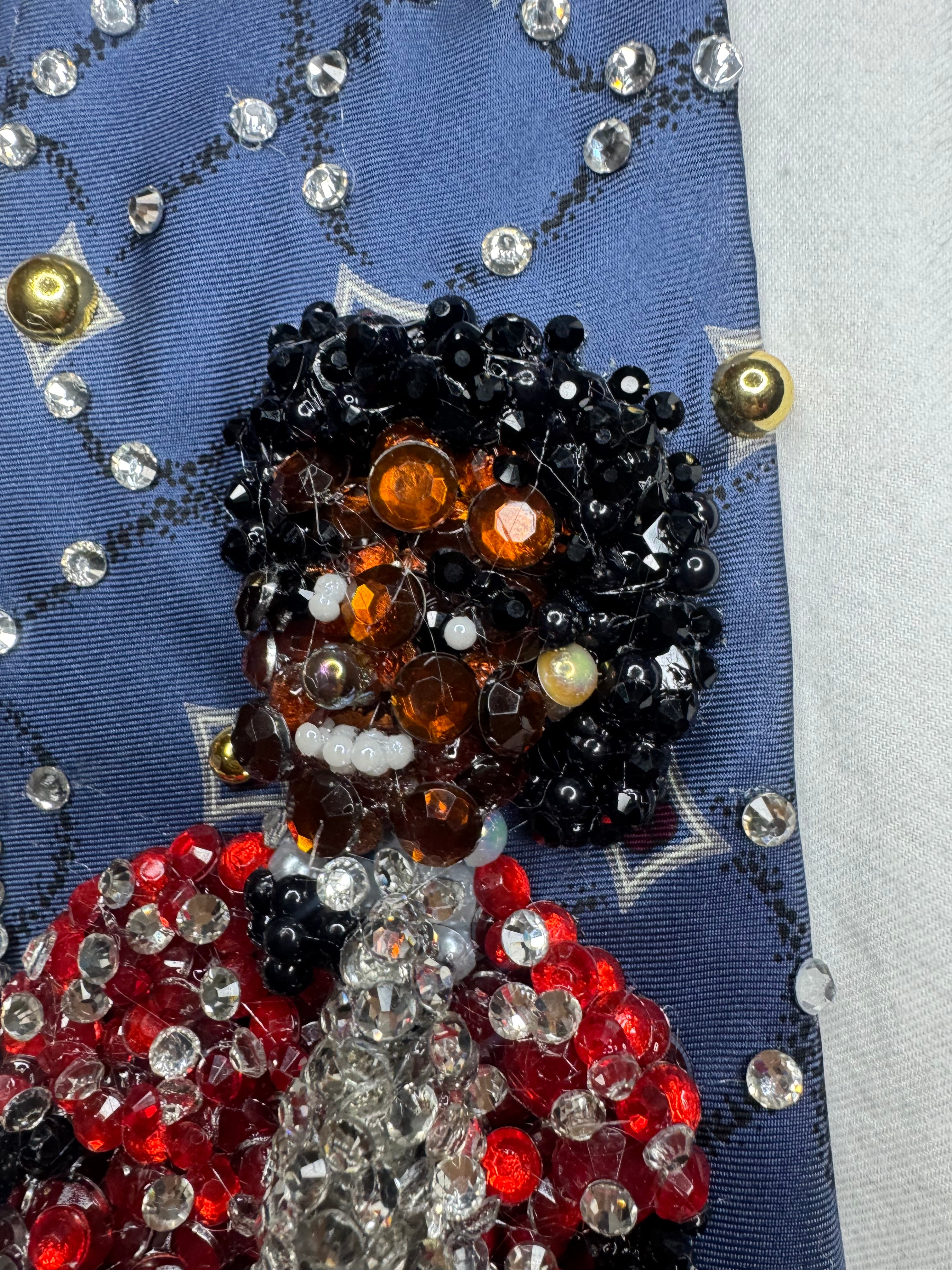 Navy Blue Michael Jackson Holding AMA Trophies 1981 OTW Era Tie