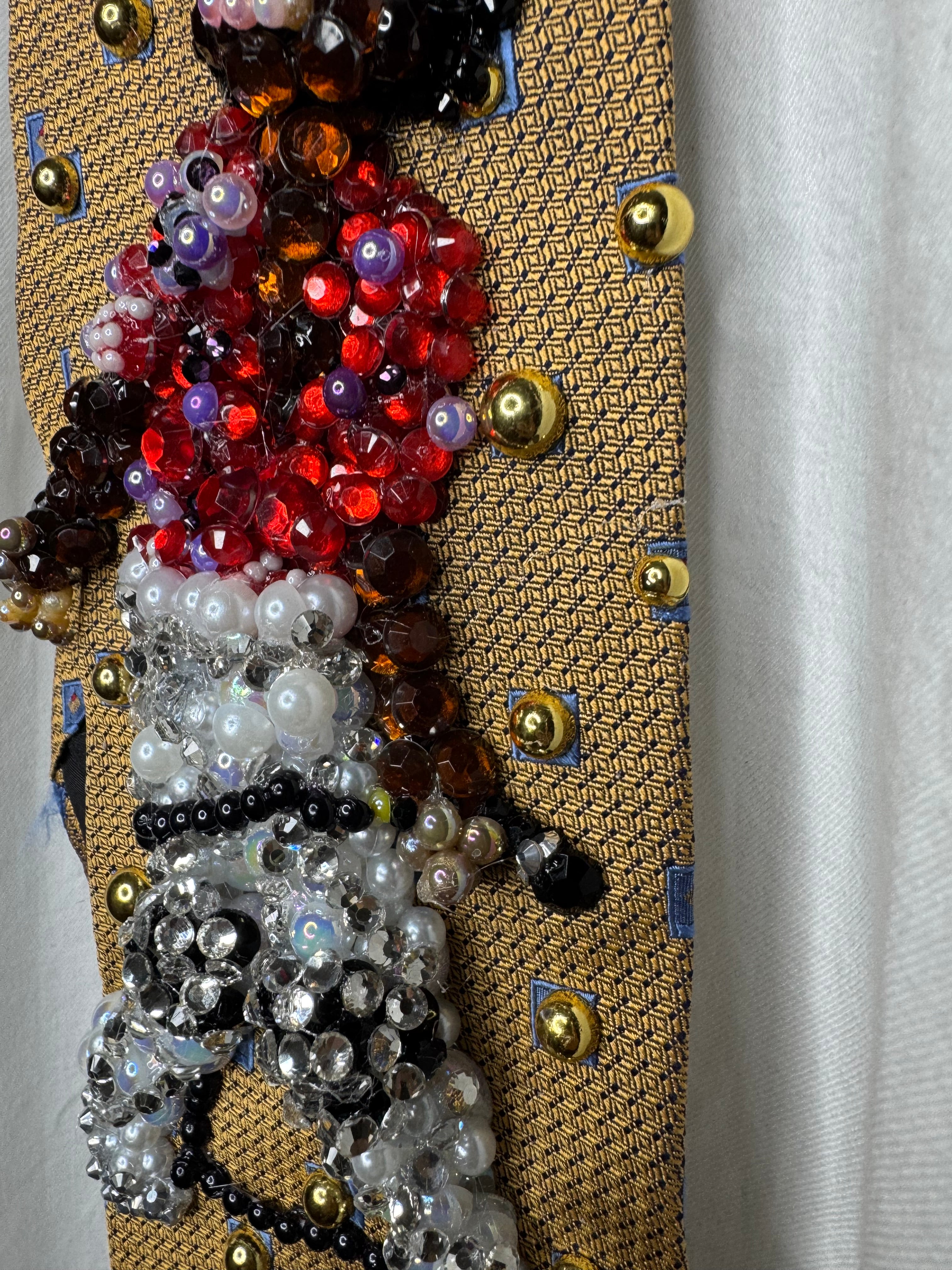 Gold Michael Jackson Holding Mic Pose Red Polo on Destiny Tour 1981 Tie