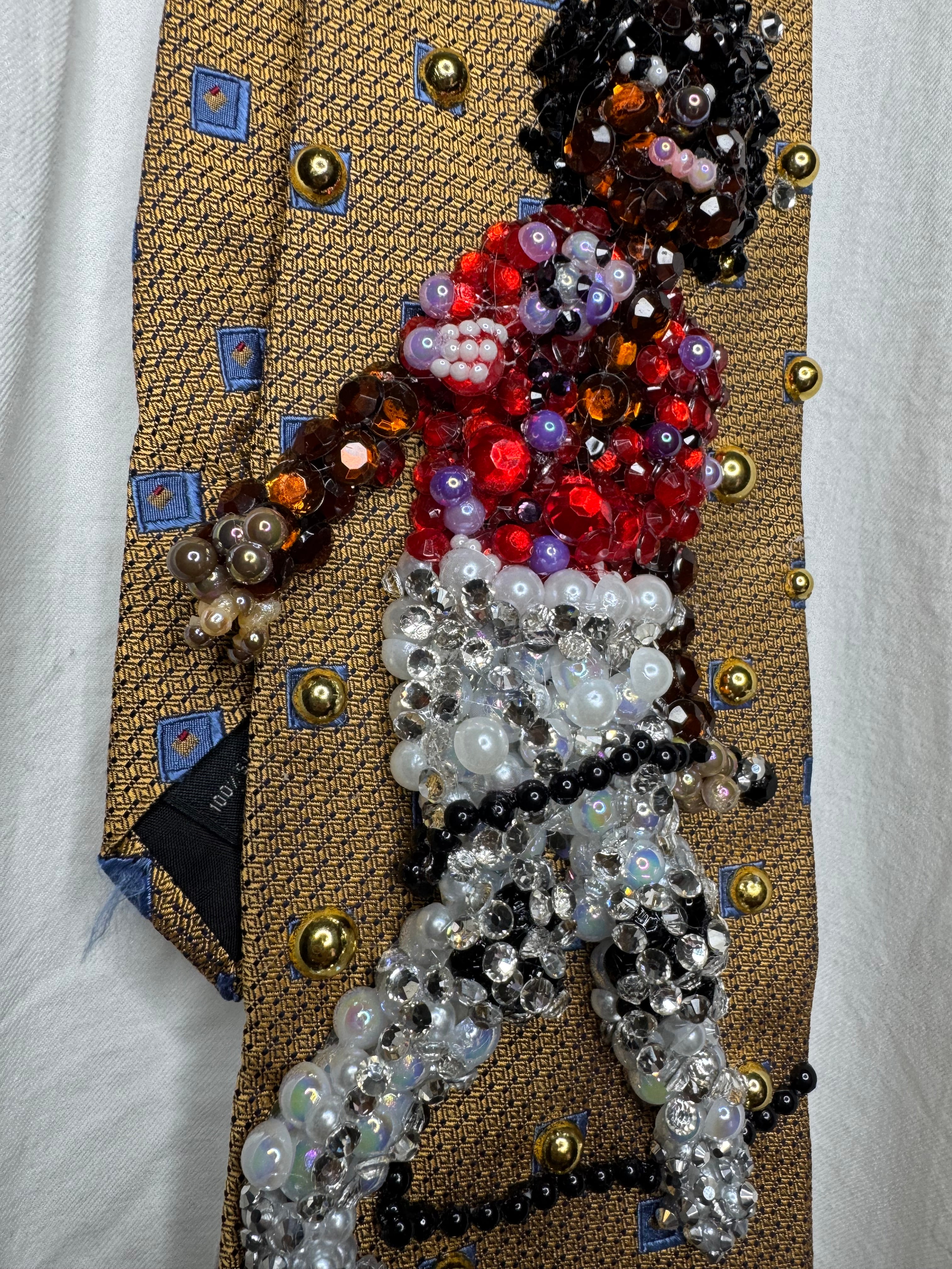 Gold Michael Jackson Holding Mic Pose Red Polo on Destiny Tour 1981 Tie
