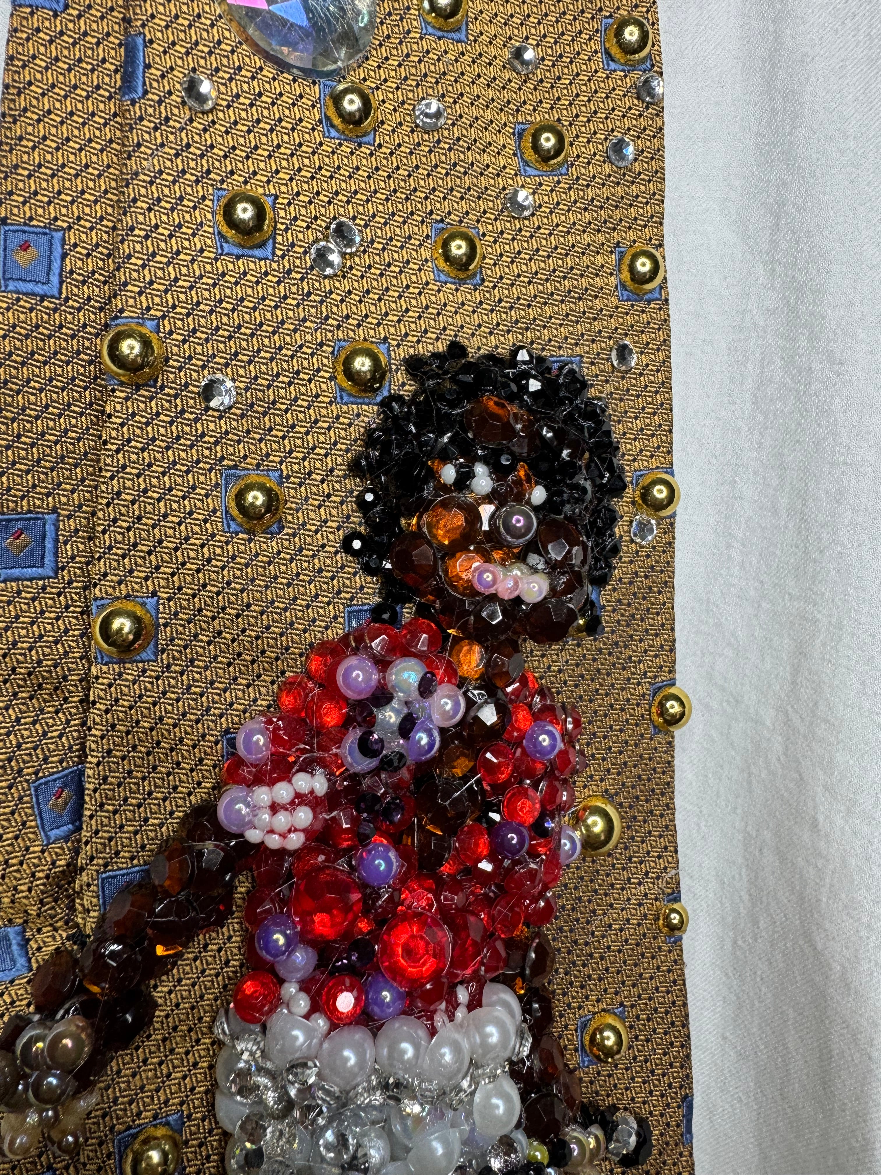 Gold Michael Jackson Holding Mic Pose Red Polo on Destiny Tour 1981 Tie