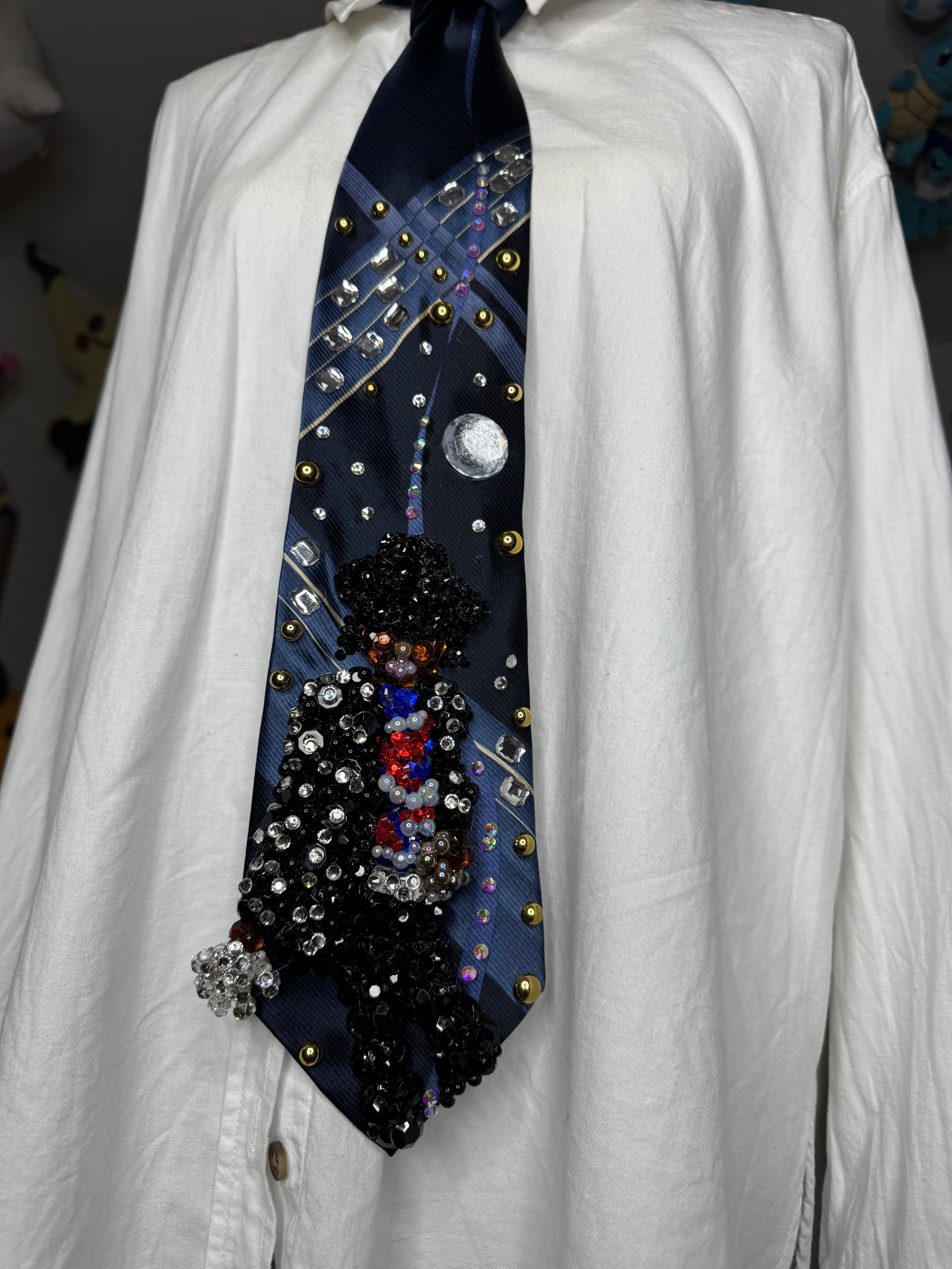 Navy Blue Michael Jackson Glove Out Billie Jean Move For Victory Tour 1984 Tie