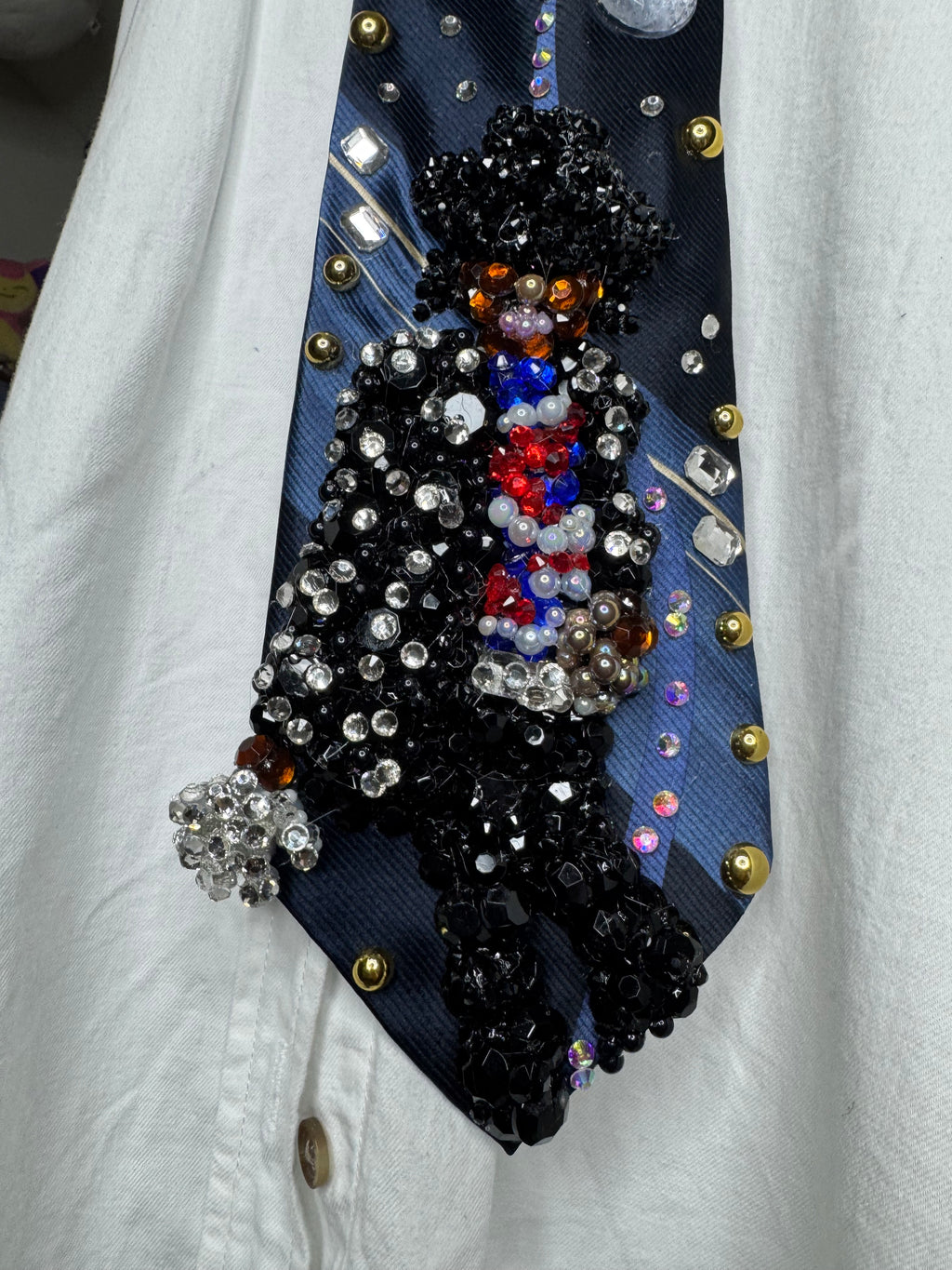 Navy Blue Michael Jackson Glove Out Billie Jean Move For Victory Tour 1984 Tie