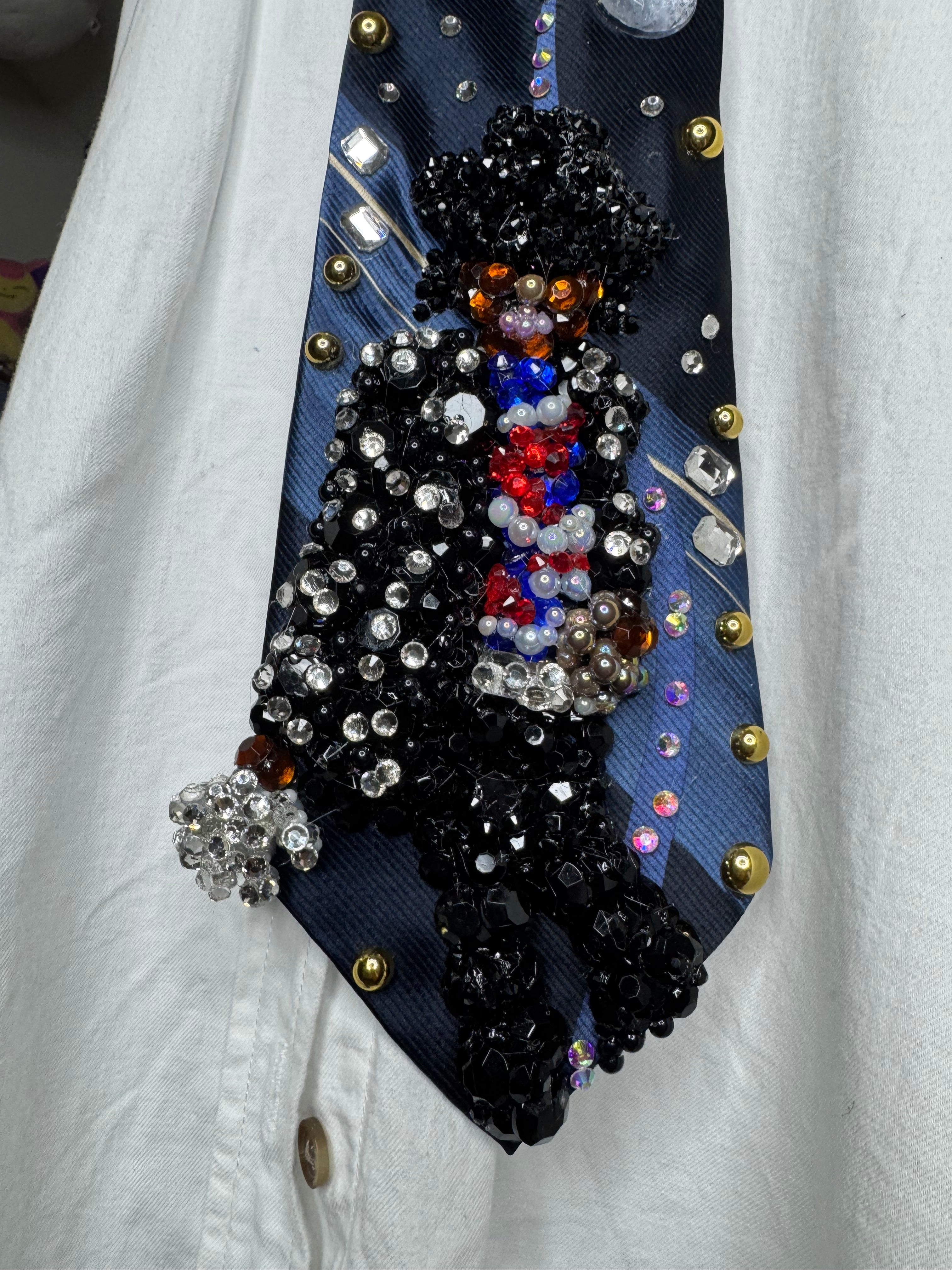 Navy Blue Michael Jackson Glove Out Billie Jean Move For Victory Tour 1984 Tie