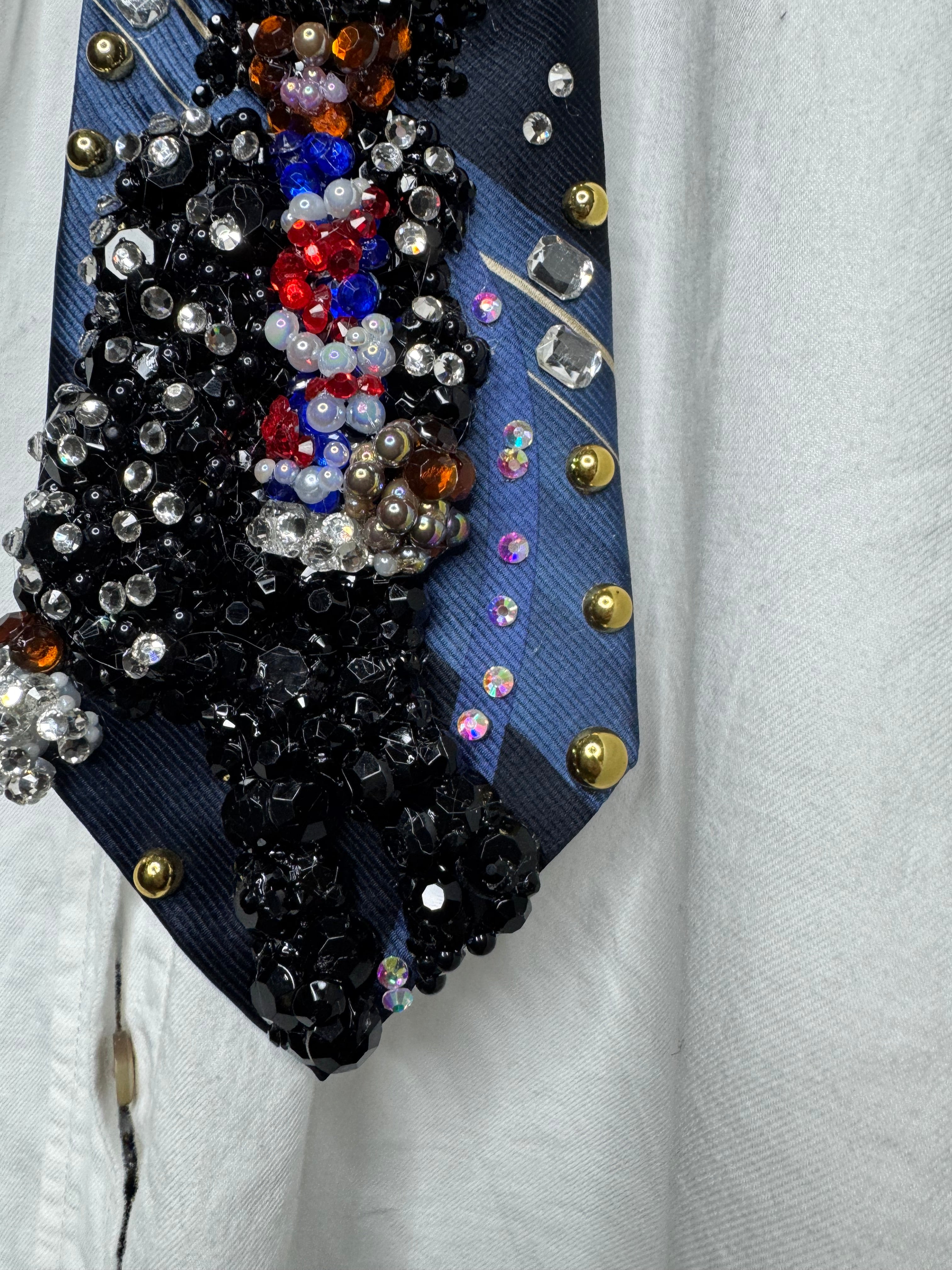 Navy Blue Michael Jackson Glove Out Billie Jean Move For Victory Tour 1984 Tie