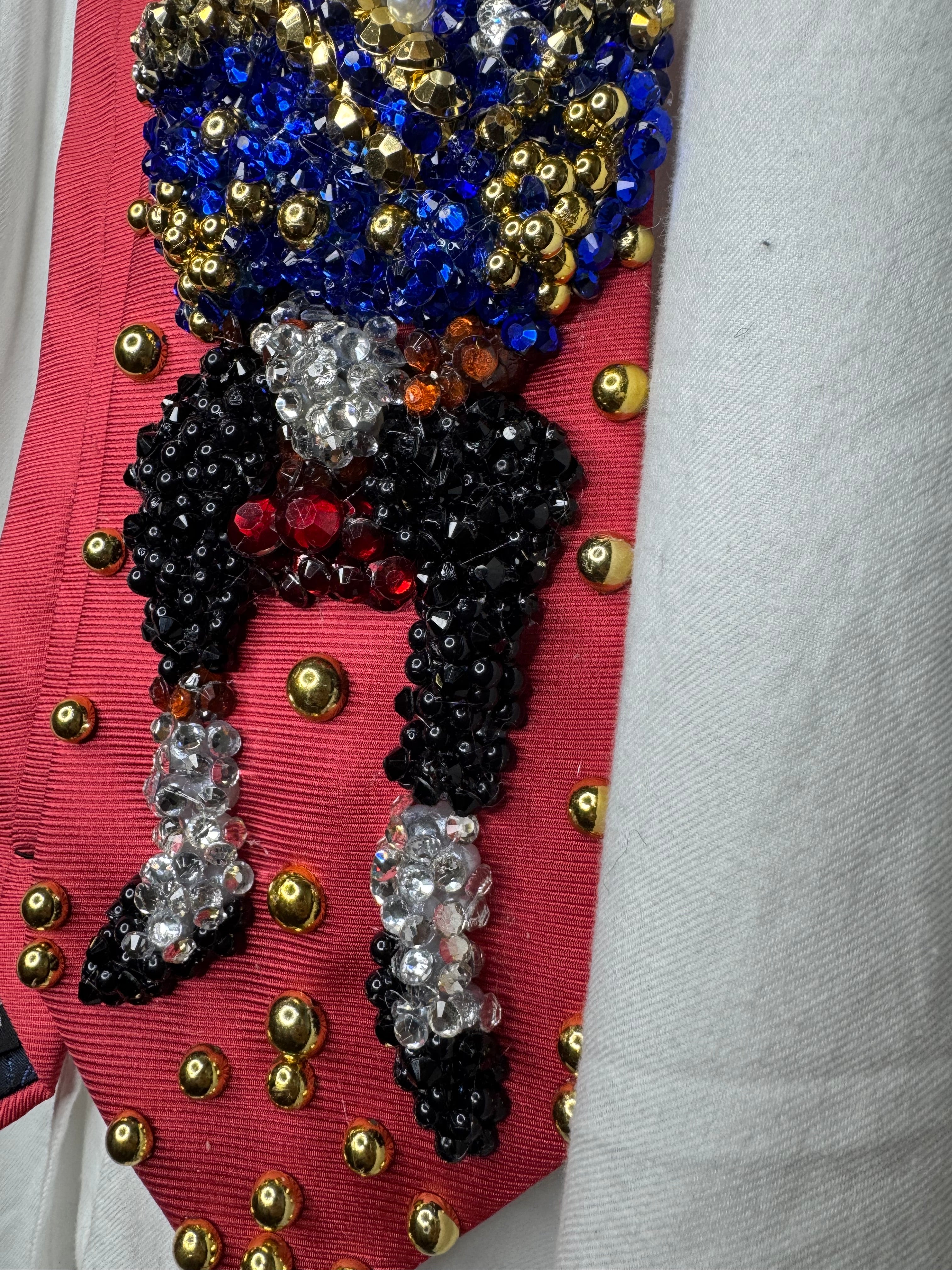 Red Michael Jackson Sitting Down On His Record Breaking Grammy Night 1984 Tie