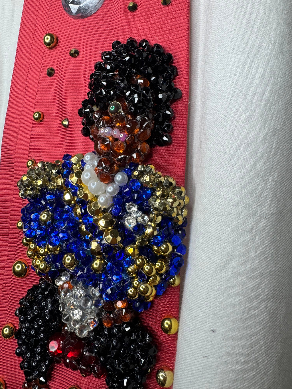 Red Michael Jackson Sitting Down On His Record Breaking Grammy Night 1984 Tie